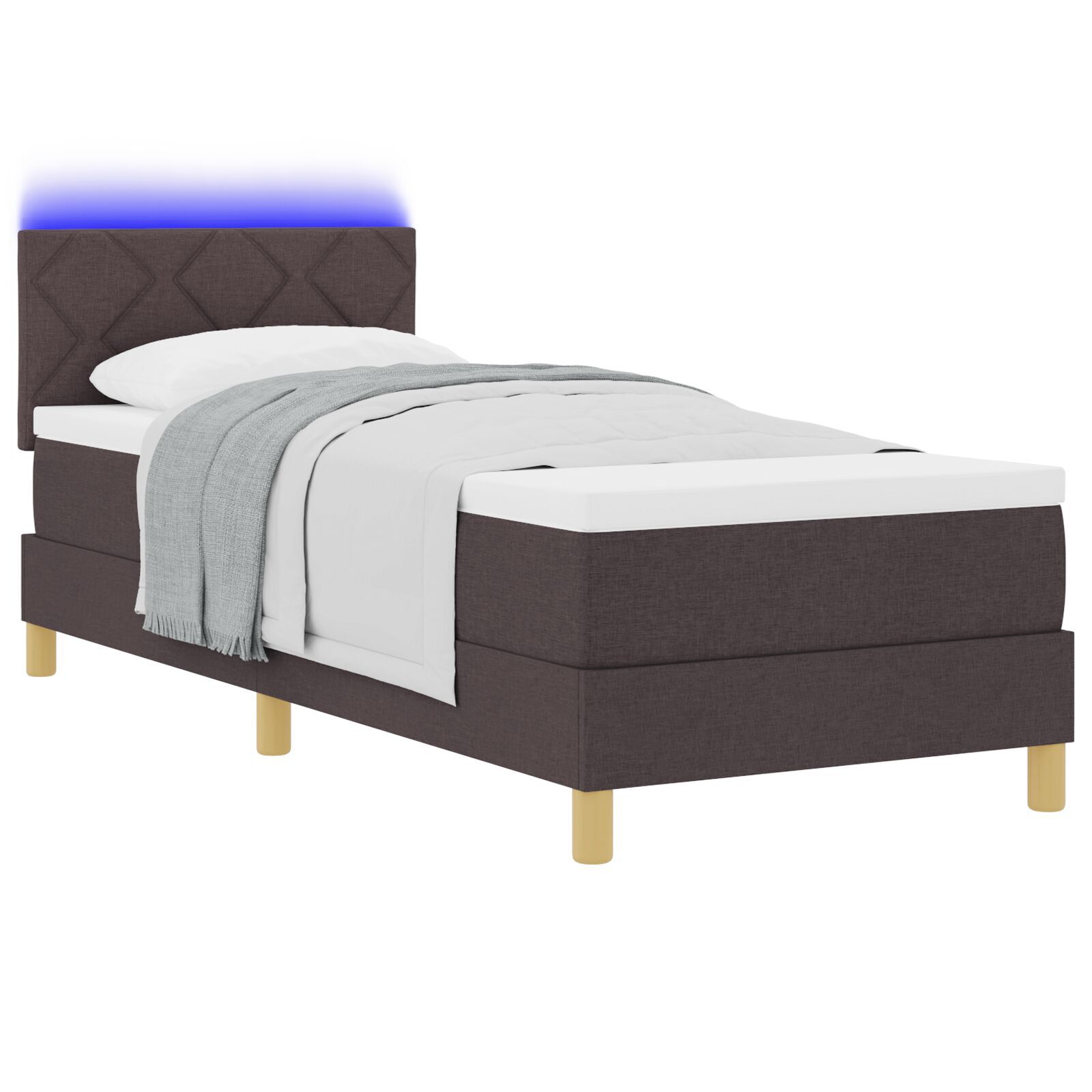 vidaXL Pat cu arcuri cu saltea Maro închis 80 x 200 cm țesătură vidaXL Pat cu arcuri cu saltea Maro închis 80 x 200 cm țesătură