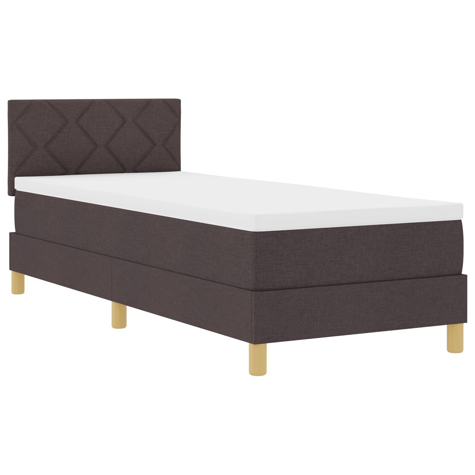 vidaXL Pat cu arcuri cu saltea Maro închis 80 x 200 cm țesătură vidaXL Pat cu arcuri cu saltea Maro închis 80 x 200 cm țesătură