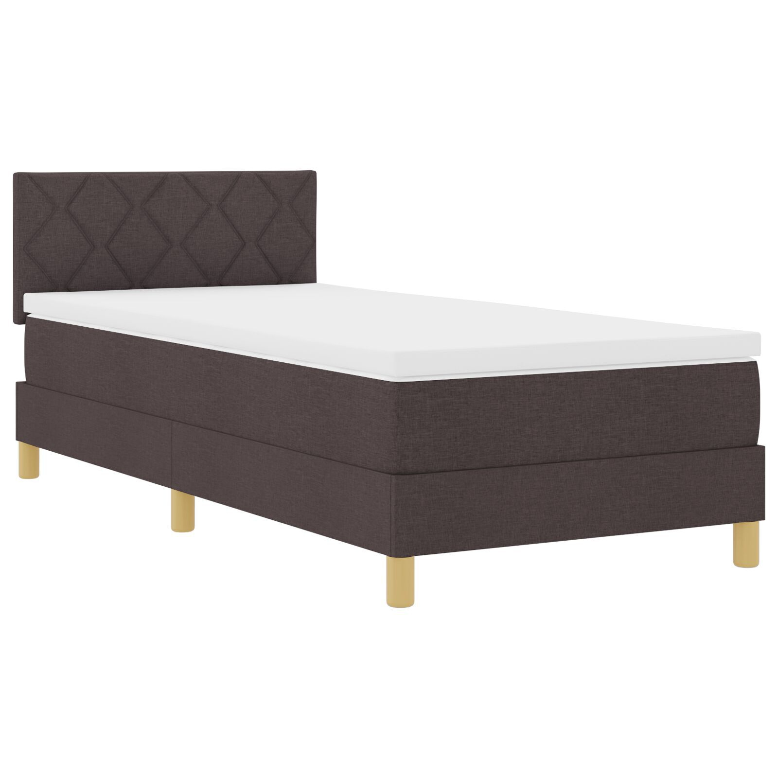 vidaXL Pat cu arcuri cu saltea Maro închis 90 x 200 cm țesătură vidaXL Pat cu arcuri cu saltea Maro închis 90 x 200 cm țesătură
