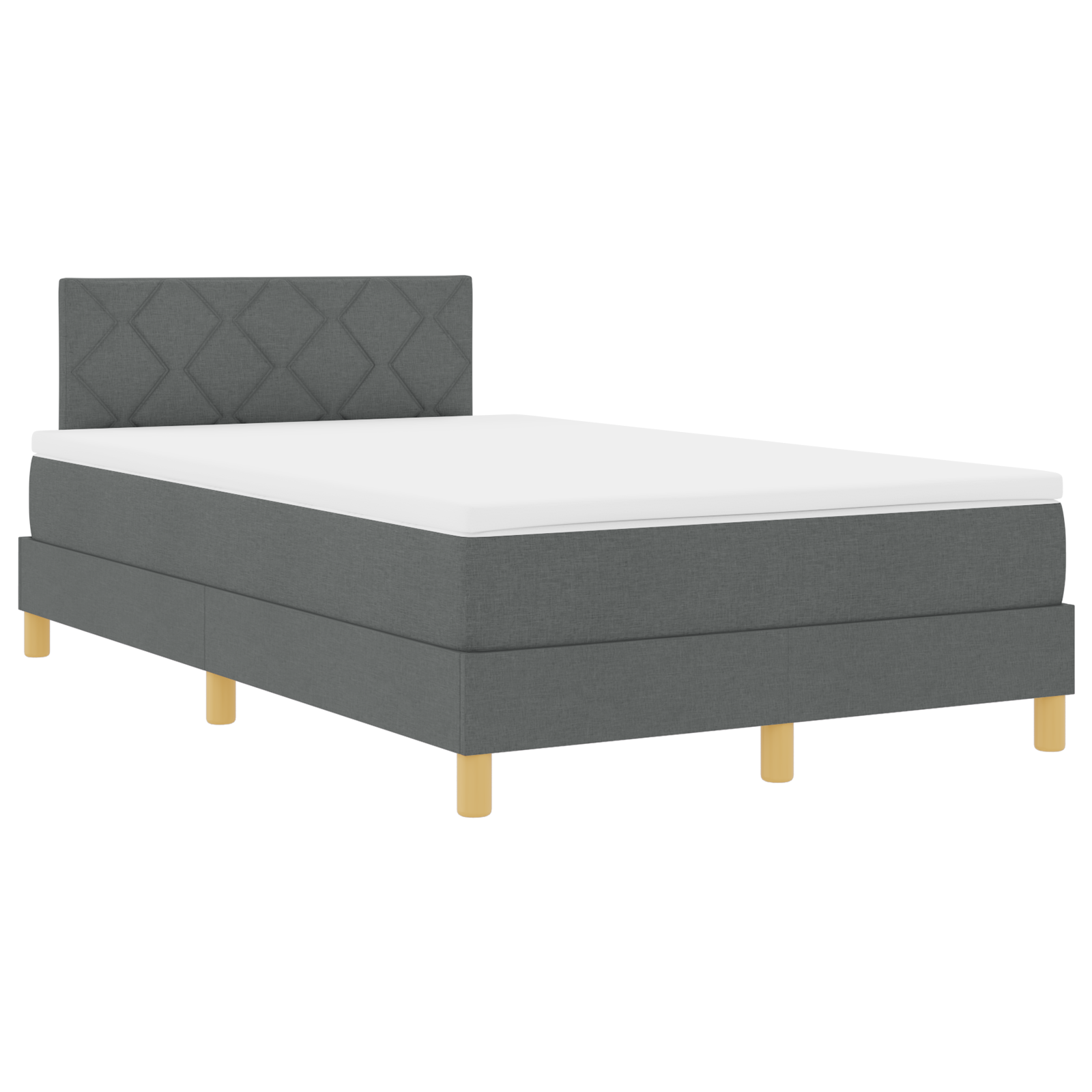 vidaXL Pat cu arcuri cu saltea Gri închis 120 x 190 cm țesătură vidaXL Pat cu arcuri cu saltea Gri închis 120 x 190 cm țesătură