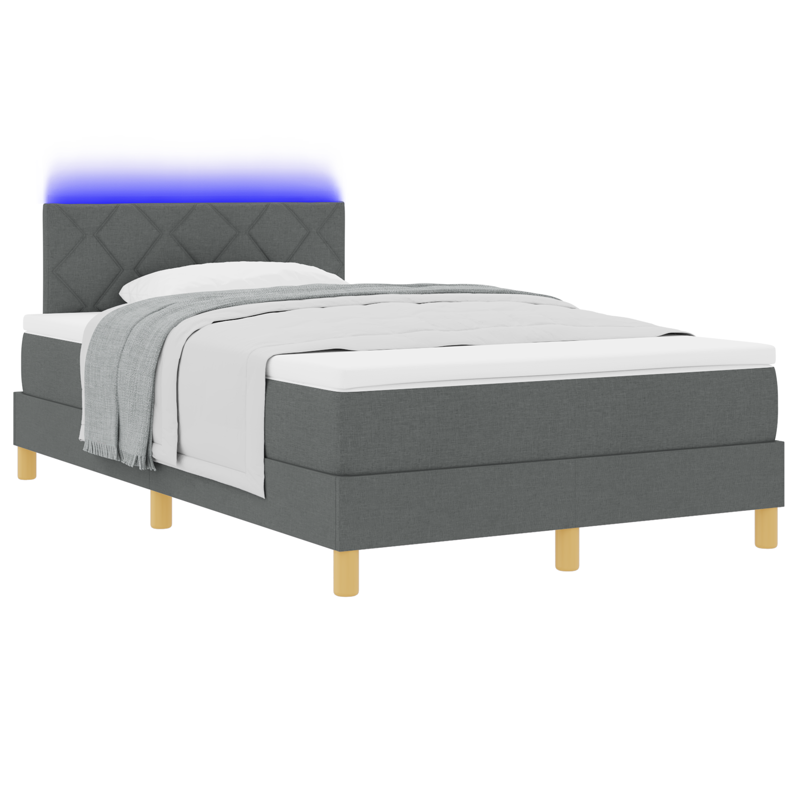 vidaXL Pat cu arcuri cu saltea Gri închis 120 x 190 cm țesătură vidaXL Pat cu arcuri cu saltea Gri închis 120 x 190 cm țesătură