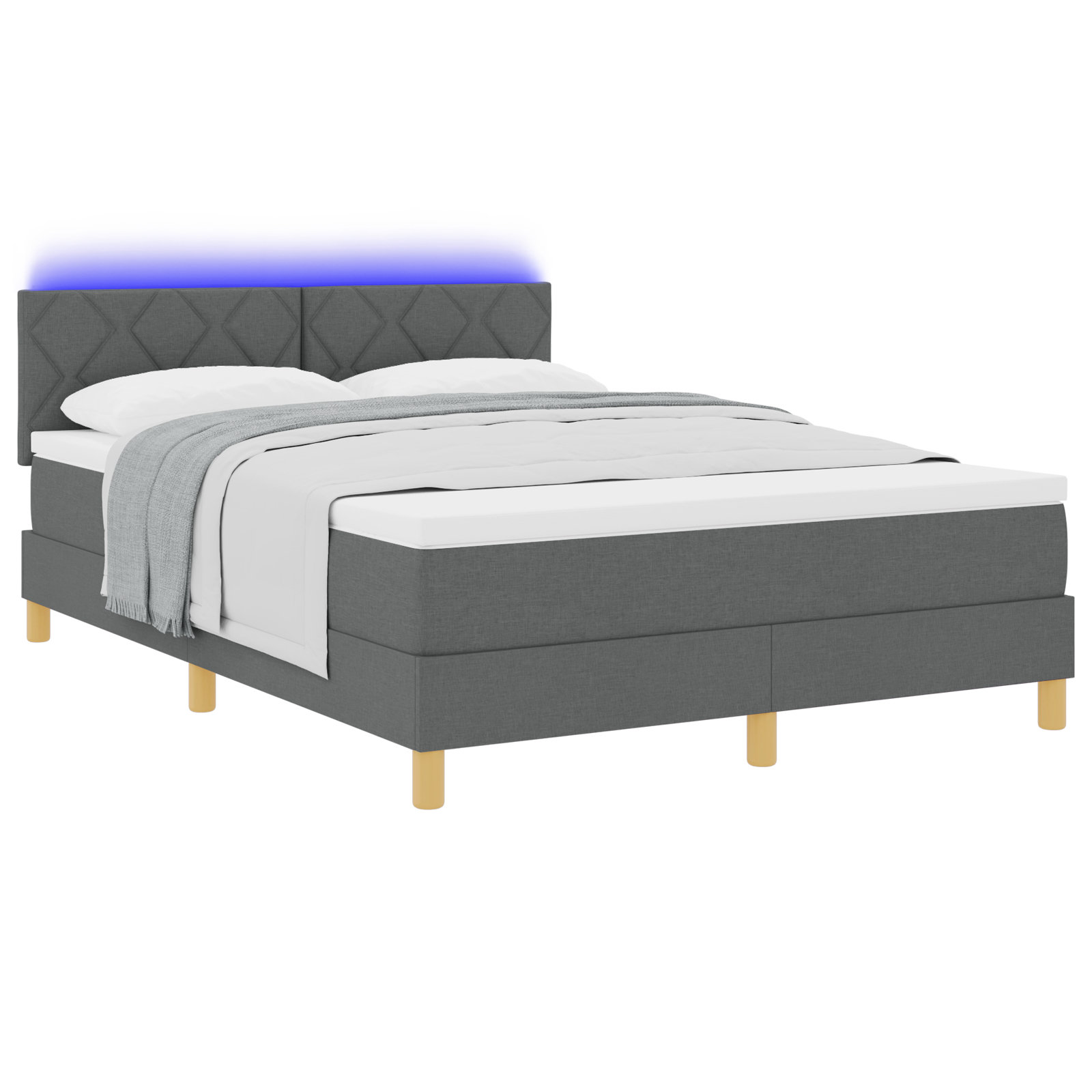 vidaXL Pat cu arcuri cu saltea Gri închis 140 x 190 cm țesătură vidaXL Pat cu arcuri cu saltea Gri închis 140 x 190 cm țesătură