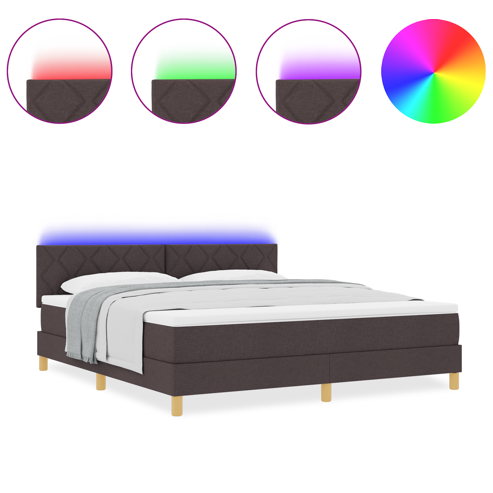 vidaXL Pat cu arcuri cu saltea Maro închis 180 x 200 cm țesătură vidaXL Pat cu arcuri cu saltea Maro închis 180 x 200 cm țesătură