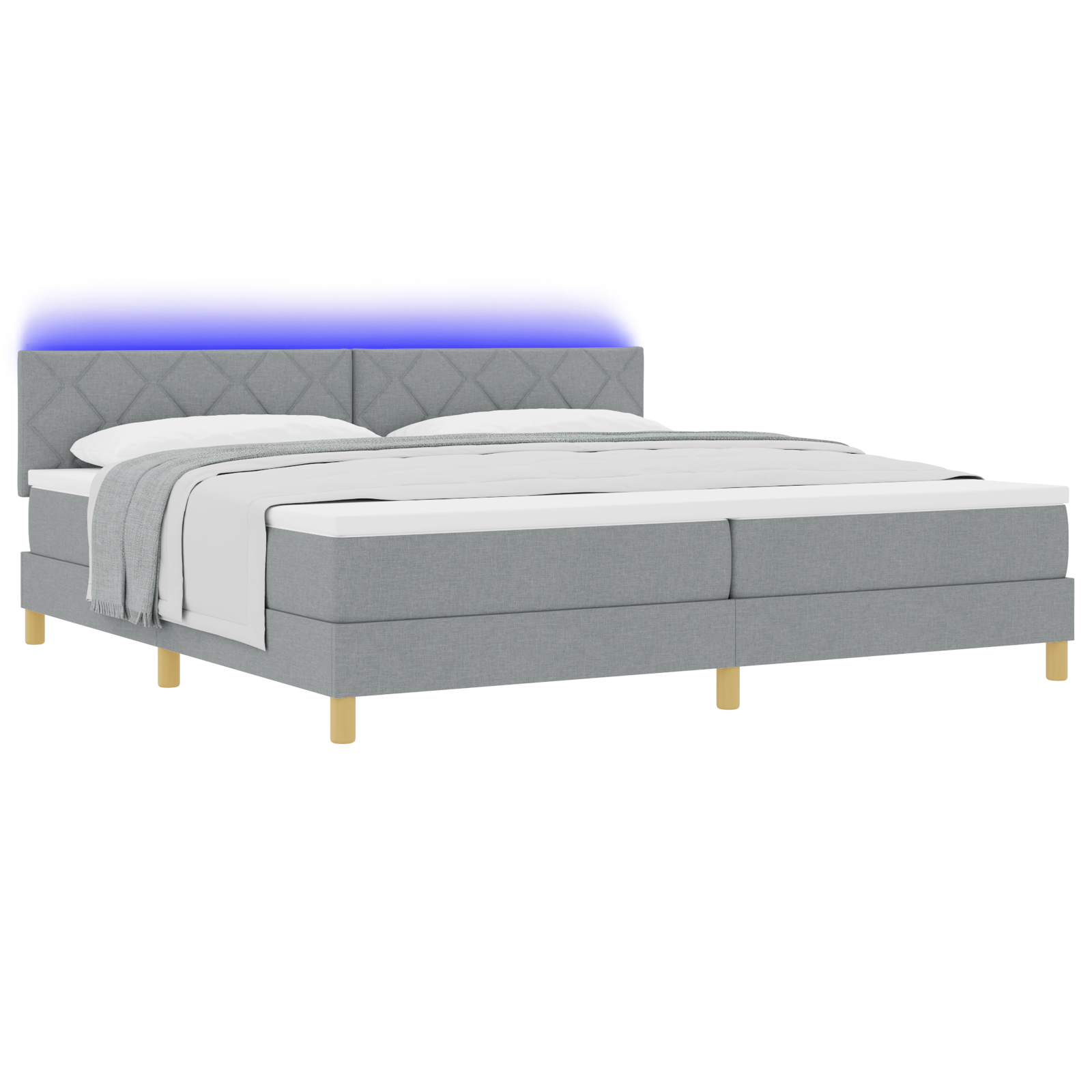 vidaXL Pat cu arcuri cu saltea Gri deschis 200 x 200 cm țesătură