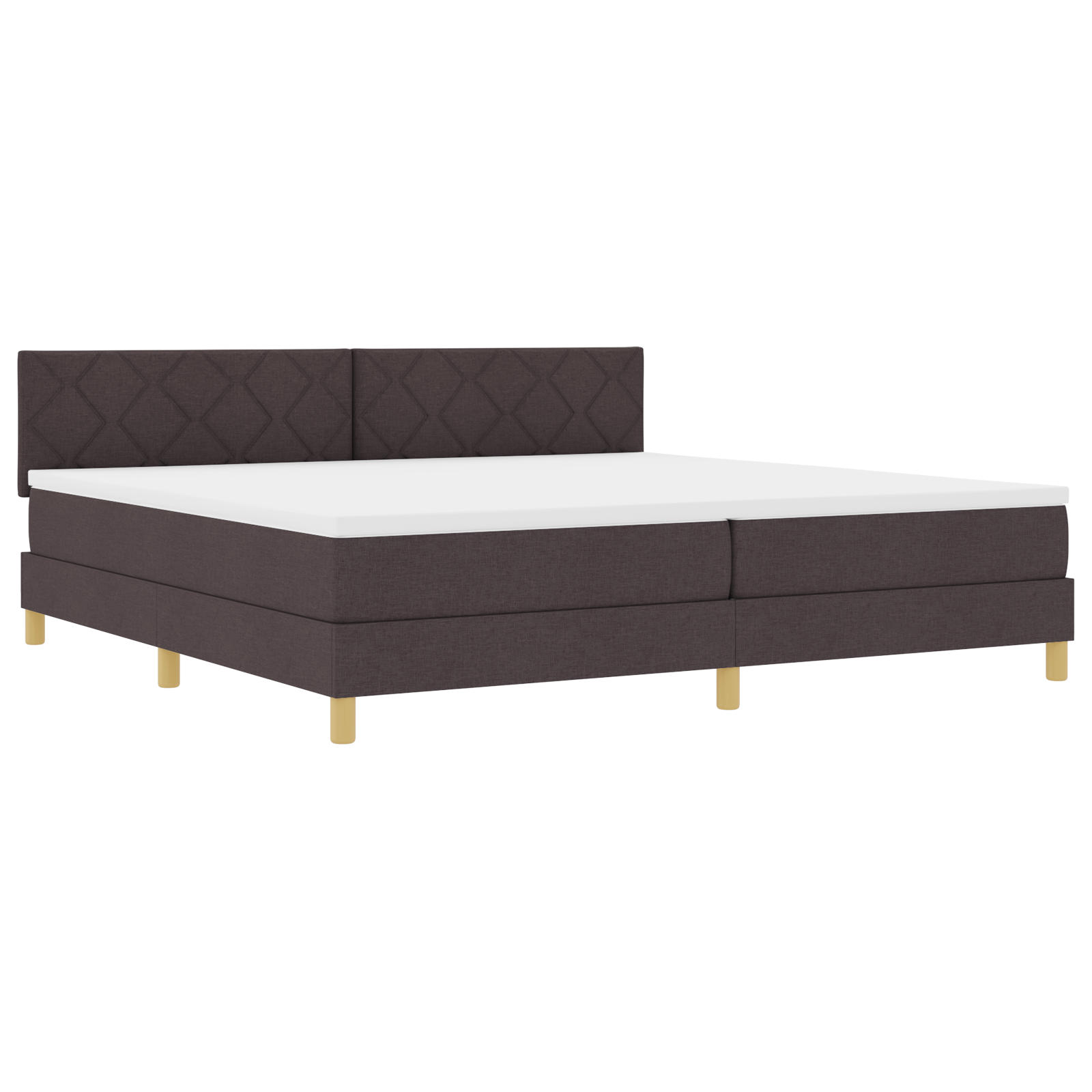 vidaXL Pat cu arcuri cu saltea Maro închis 200 x 200 cm țesătură vidaXL Pat cu arcuri cu saltea Maro închis 200 x 200 cm țesătură