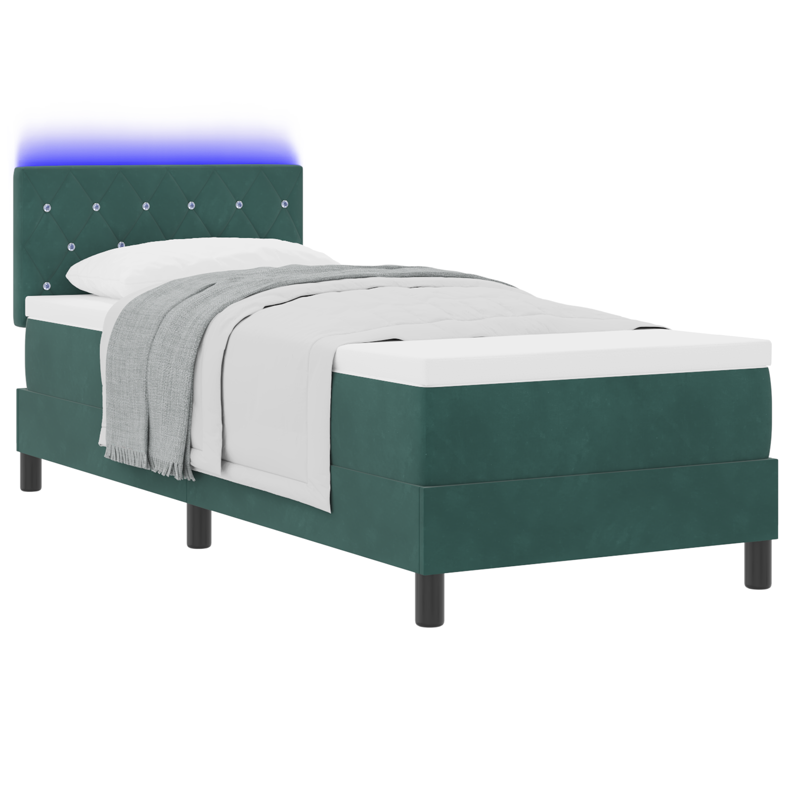 vidaXL Pat cu arcuri cu saltea Verde închis 80 x 200 cm Catifea vidaXL Pat cu arcuri cu saltea Verde închis 80 x 200 cm Catifea