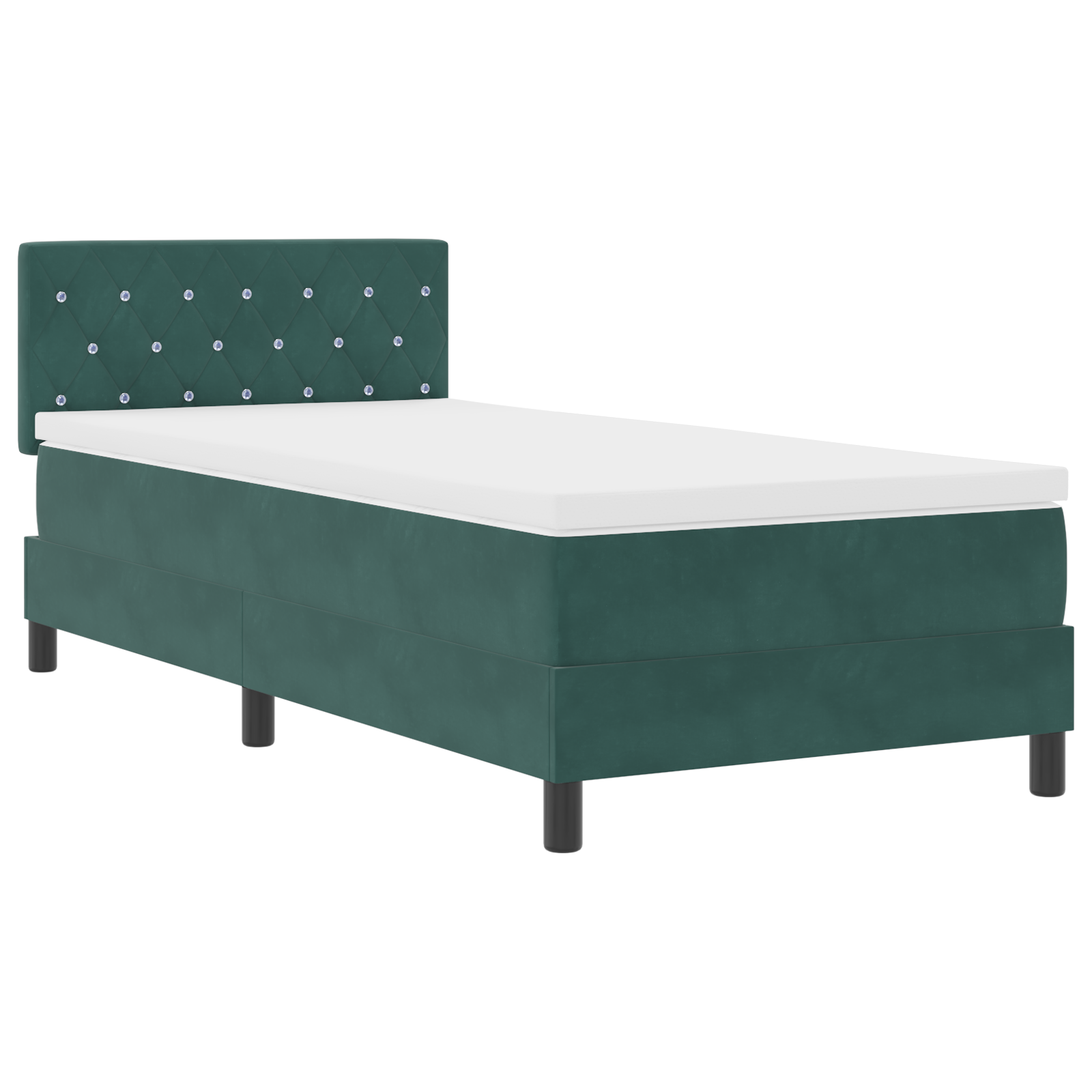 vidaXL Pat cu arcuri cu saltea Verde închis 90 x 200 cm Catifea vidaXL Pat cu arcuri cu saltea Verde închis 90 x 200 cm Catifea