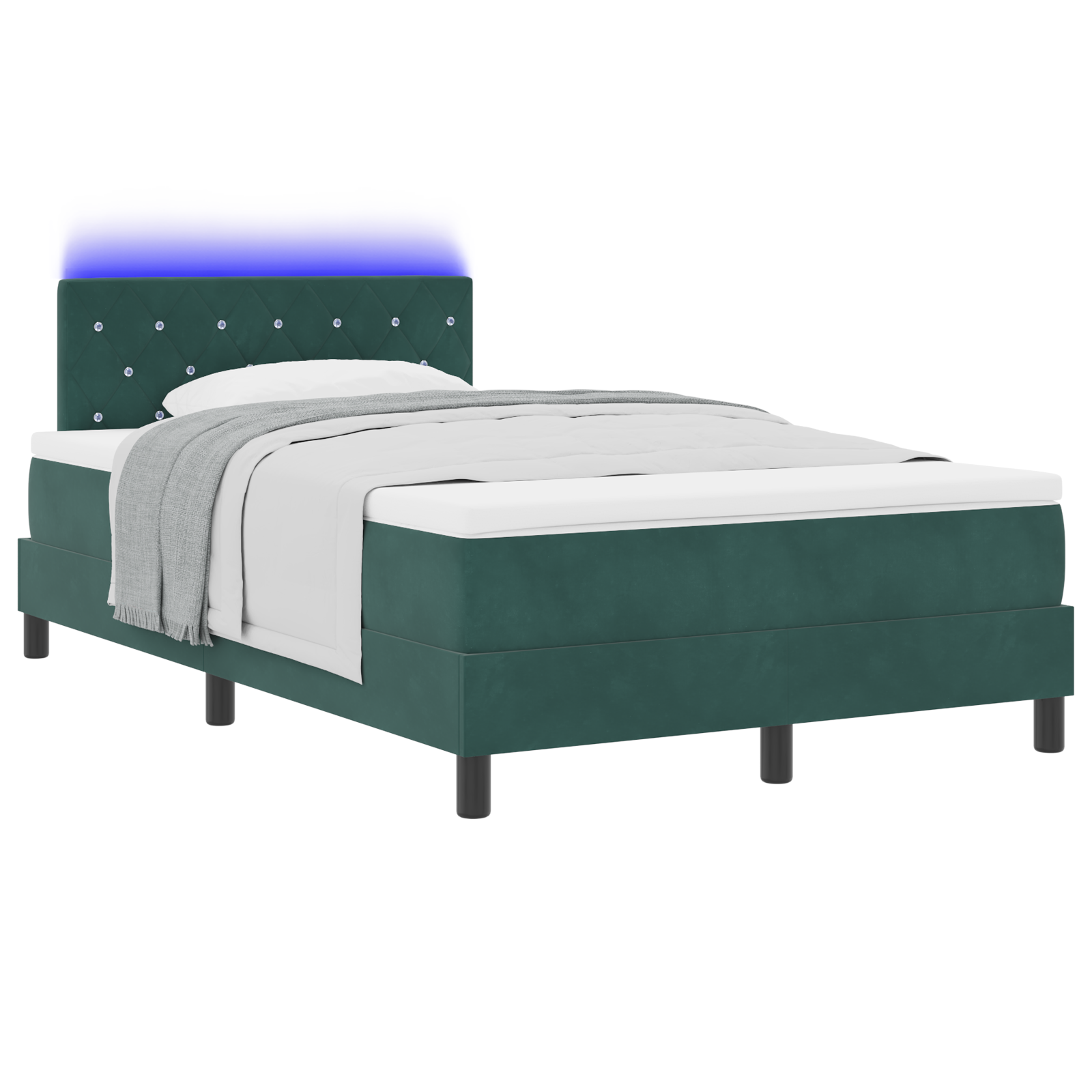 vidaXL Pat cu arcuri cu saltea Verde închis 120 x 190 cm Catifea vidaXL Pat cu arcuri cu saltea Verde închis 120 x 190 cm Catifea