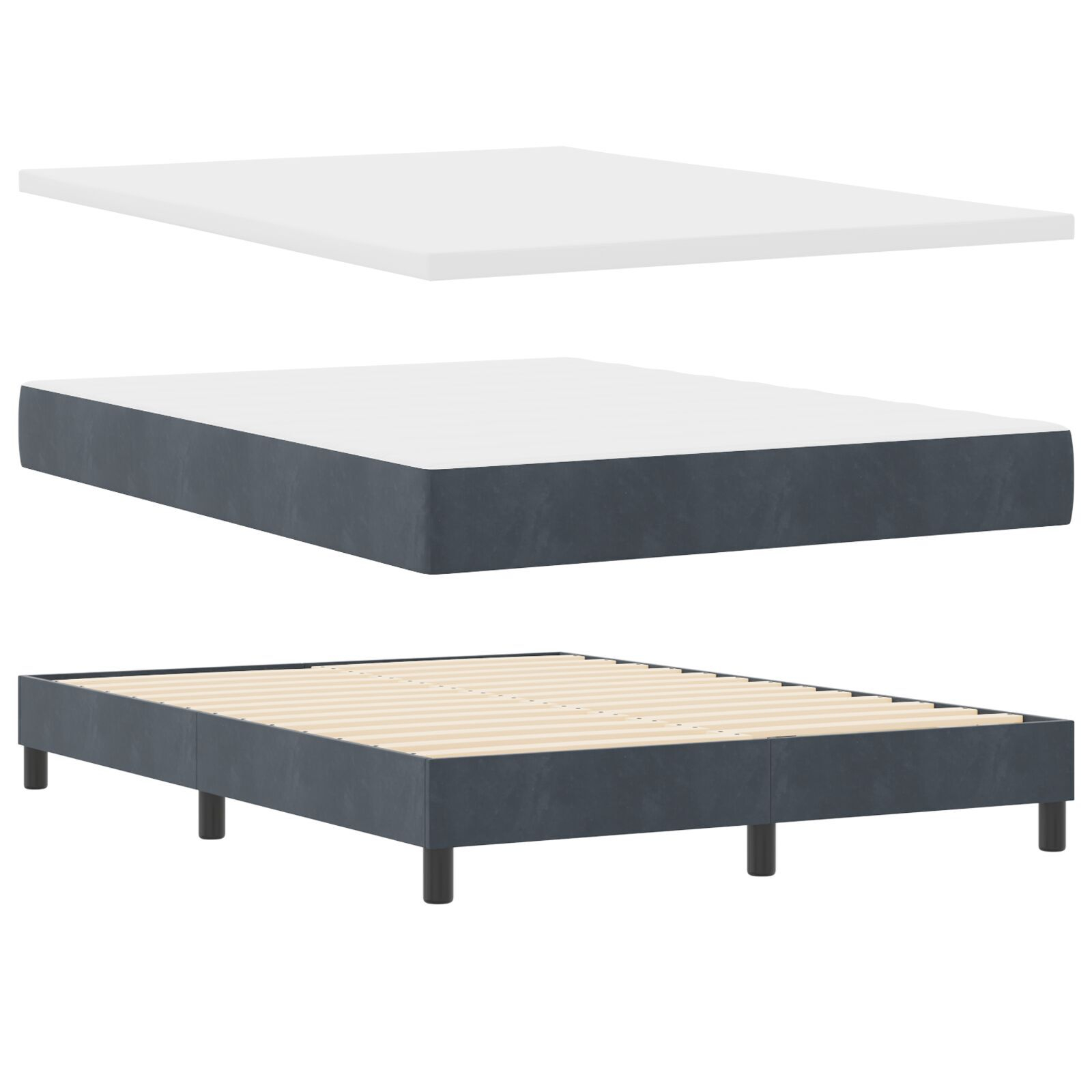 Pat Box Spring vidaXL cu Saltea & LED Gri Întunecat 140x190 cm Catifea Pat Box Spring vidaXL cu Saltea & LED Gri Întunecat 140x190 cm Catifea