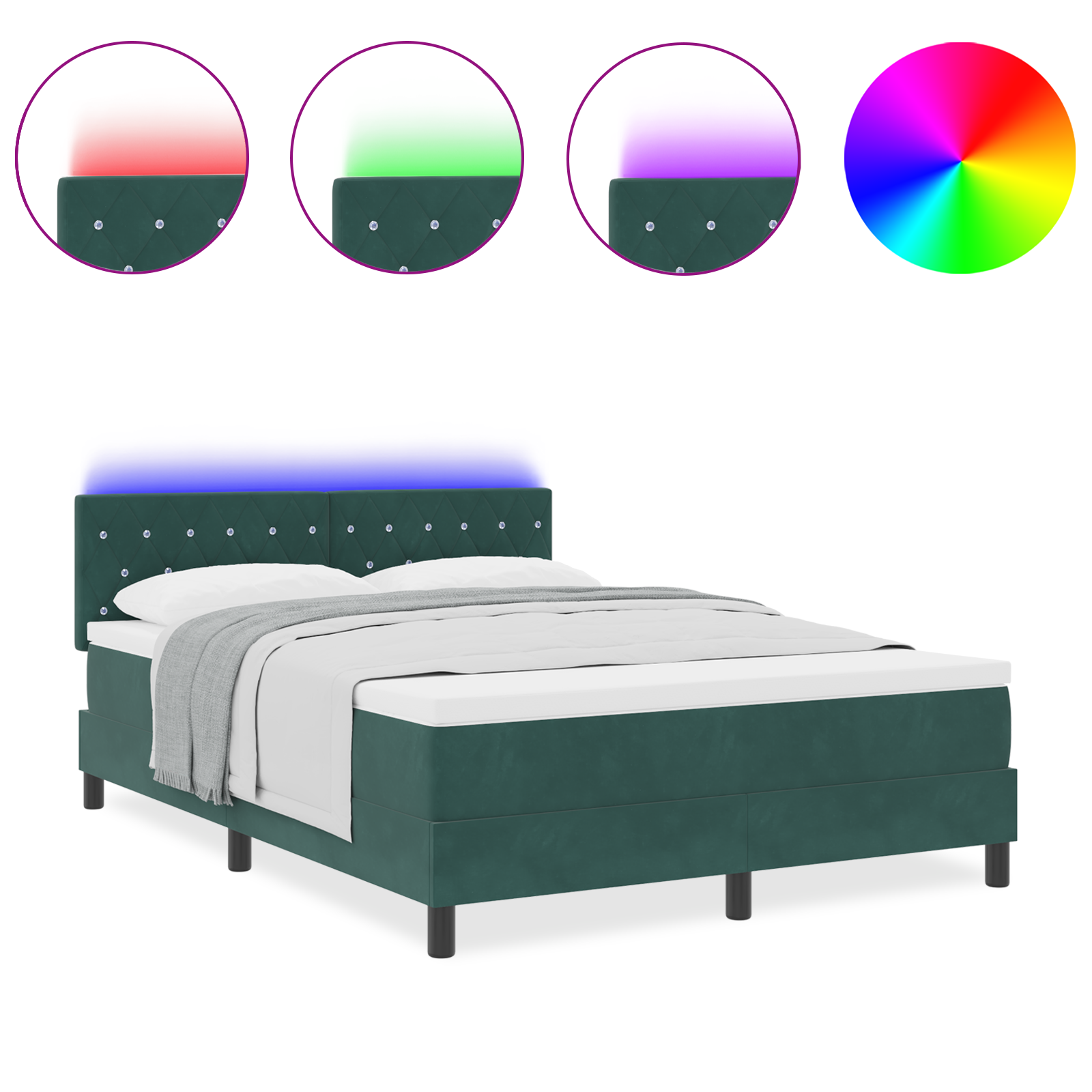 vidaXL Pat cu arcuri cu saltea Verde închis 160 x 200 cm Catifea vidaXL Pat cu arcuri cu saltea Verde închis 160 x 200 cm Catifea