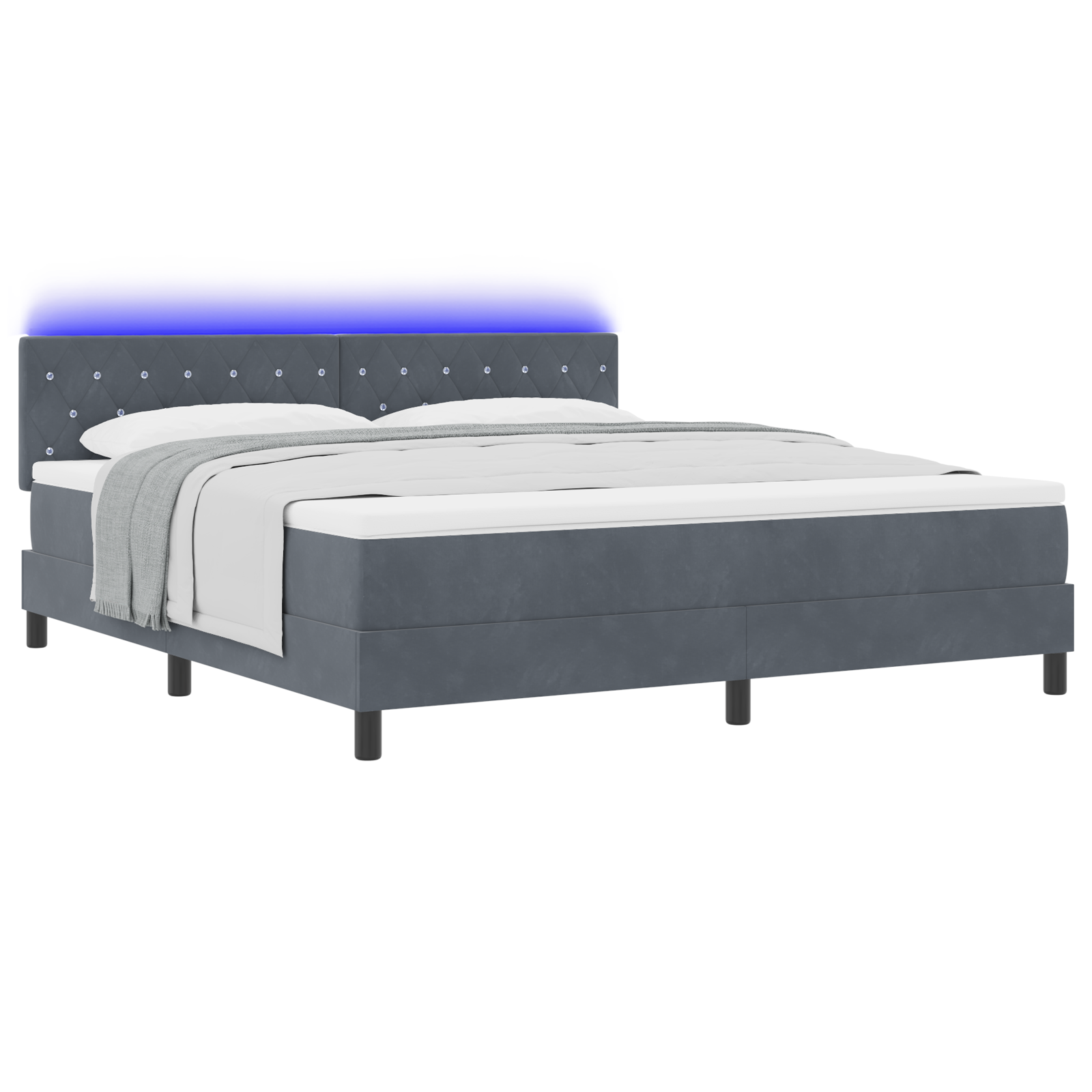 vidaXL Pat cu arcuri cu saltea Gri închis 180 x 200 cm Catifea vidaXL Pat cu arcuri cu saltea Gri închis 180 x 200 cm Catifea