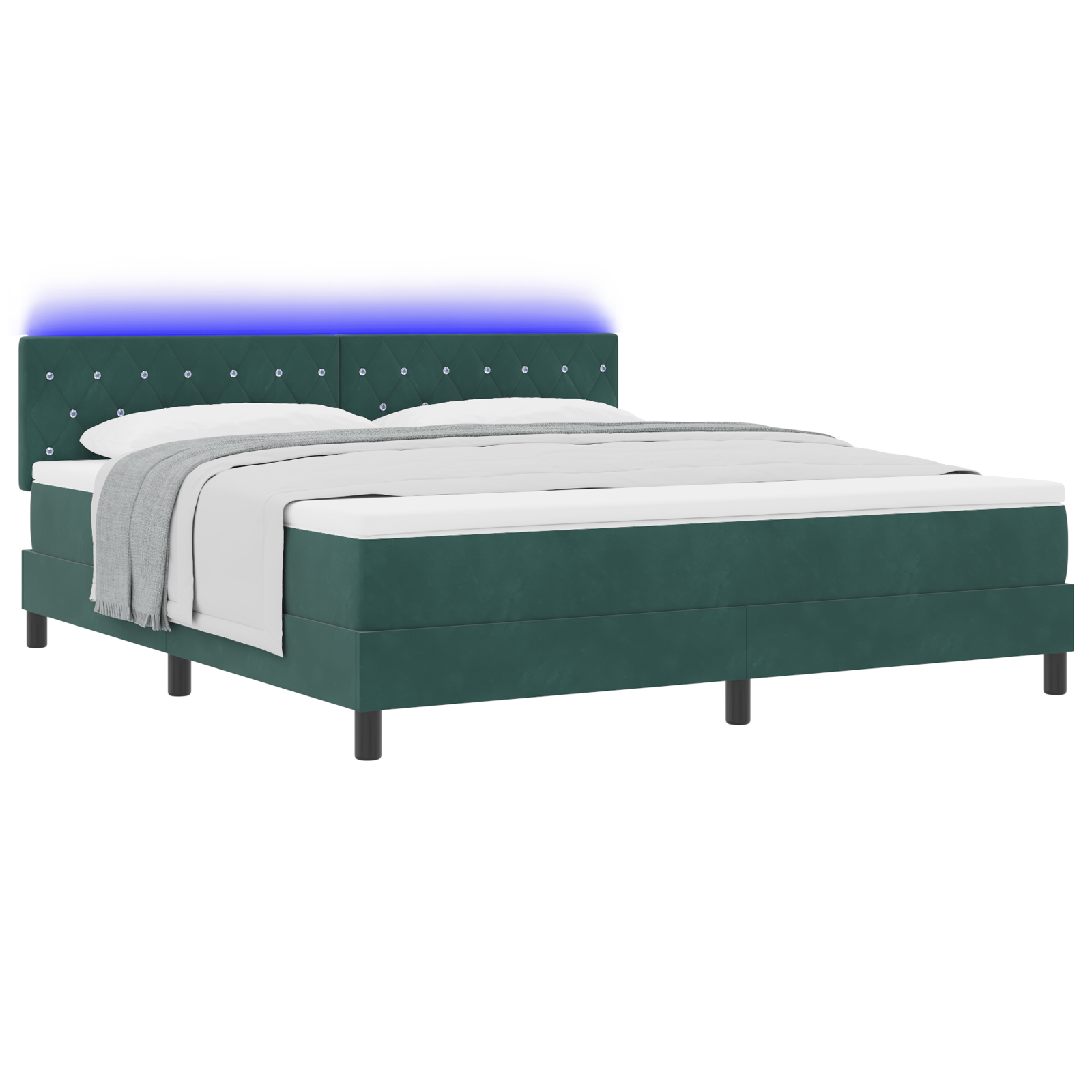 vidaXL Pat cu arcuri cu saltea Verde închis 180 x 200 cm Catifea vidaXL Pat cu arcuri cu saltea Verde închis 180 x 200 cm Catifea
