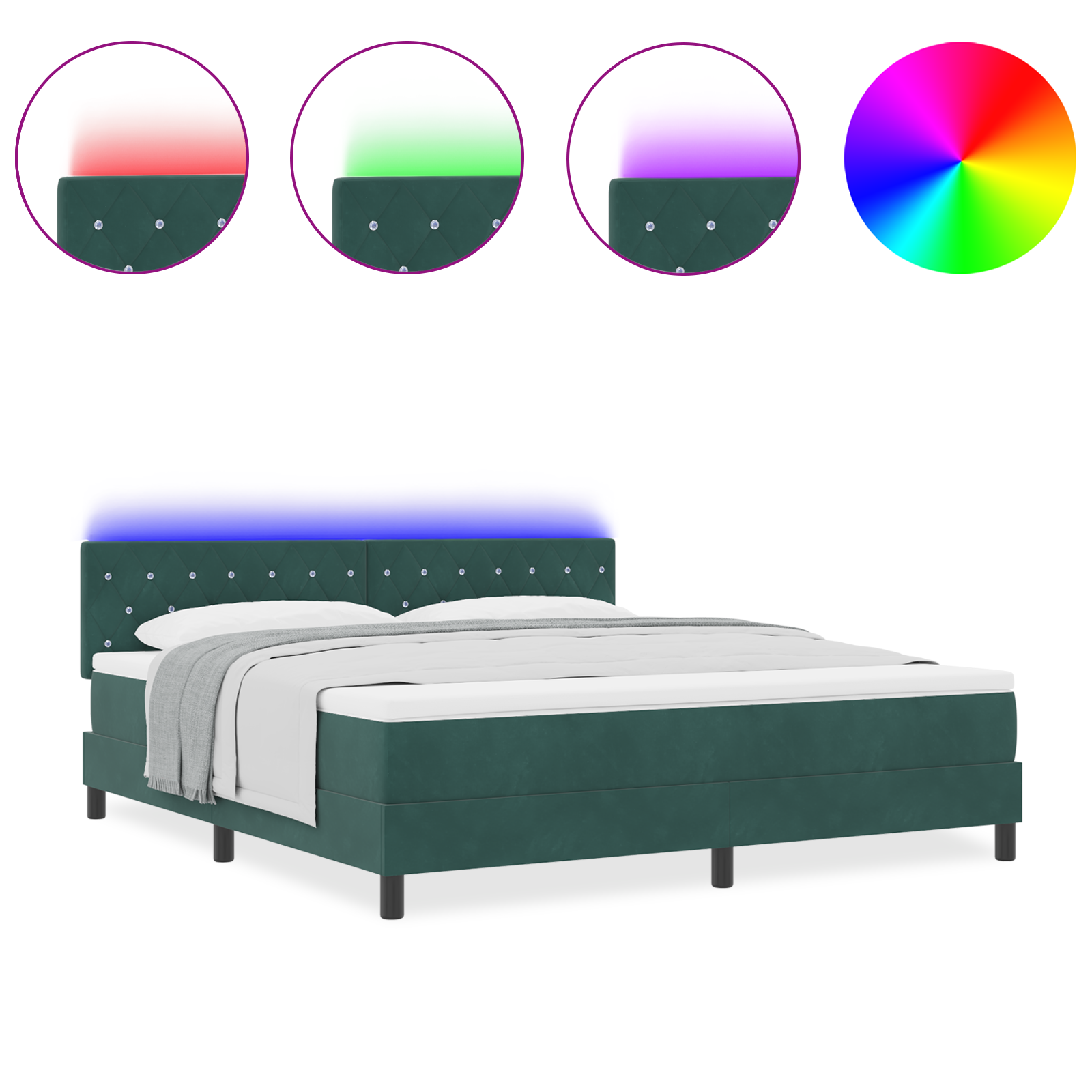 vidaXL Pat cu arcuri cu saltea Verde închis 180 x 200 cm Catifea vidaXL Pat cu arcuri cu saltea Verde închis 180 x 200 cm Catifea