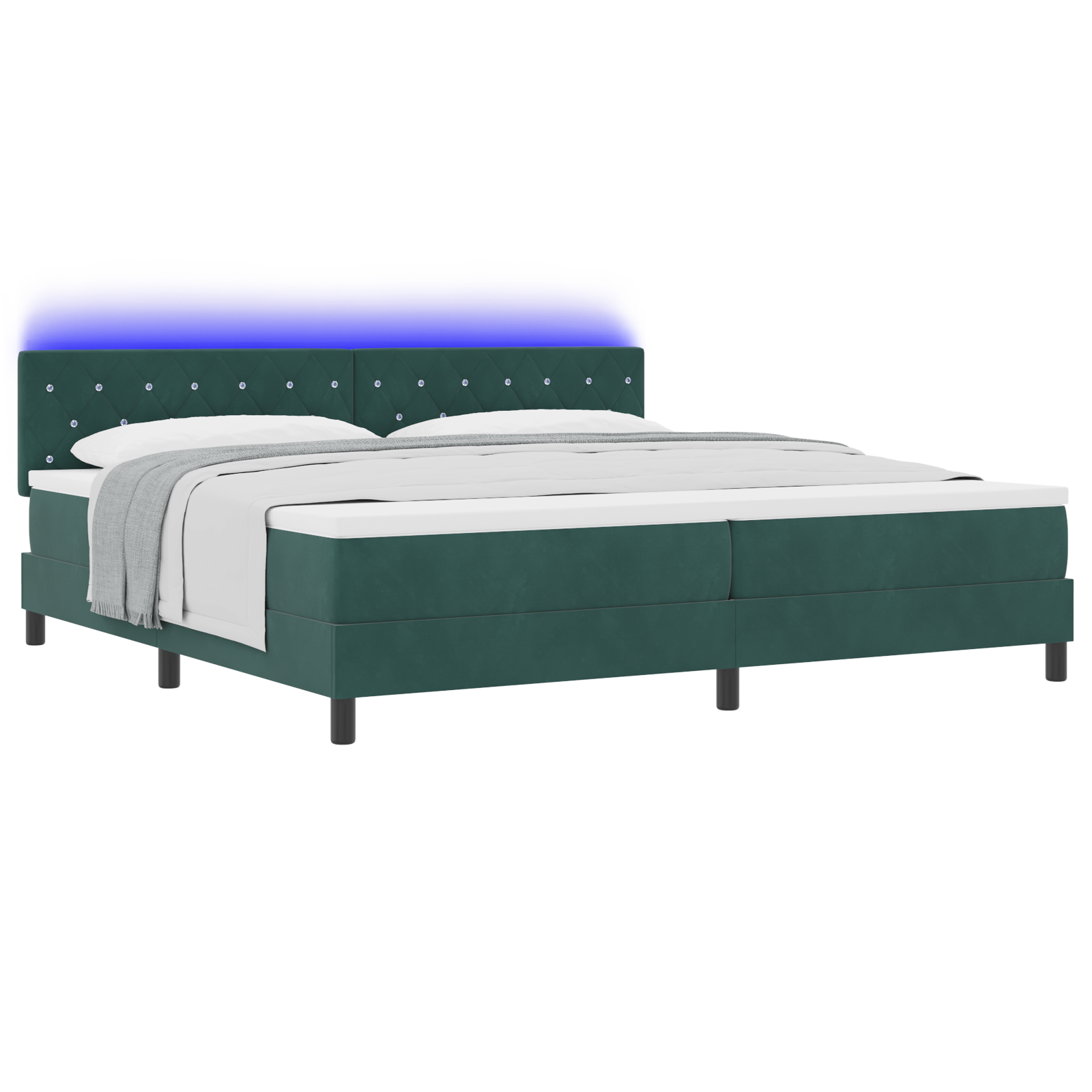 vidaXL Pat cu arcuri cu saltea Verde închis 200 x 200 cm Catifea vidaXL Pat cu arcuri cu saltea Verde închis 200 x 200 cm Catifea