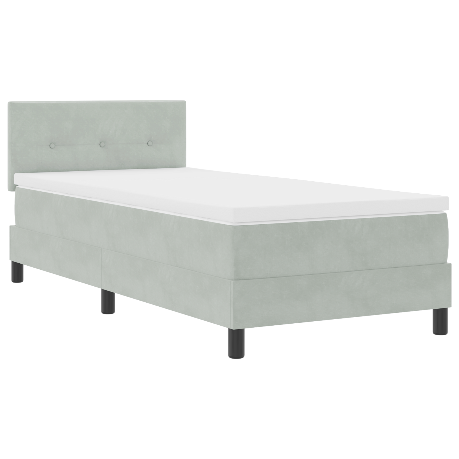 Pat Box Spring vidaXL cu Saltea & LED Gri deschis 90x200 cm Catifea Pat Box Spring vidaXL cu Saltea & LED Gri deschis 90x200 cm Catifea