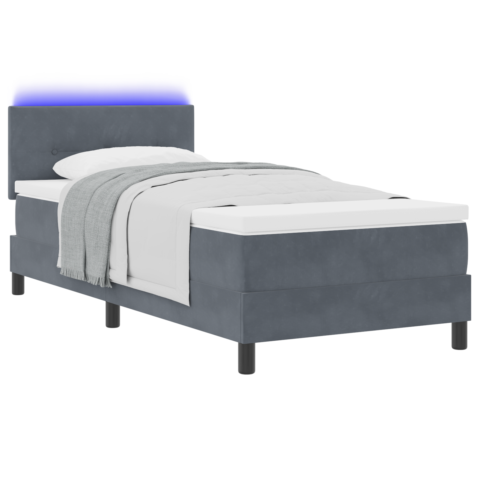 vidaXL Pat cu arcuri cu saltea Gri închis 90 x 200 cm Catifea vidaXL Pat cu arcuri cu saltea Gri închis 90 x 200 cm Catifea