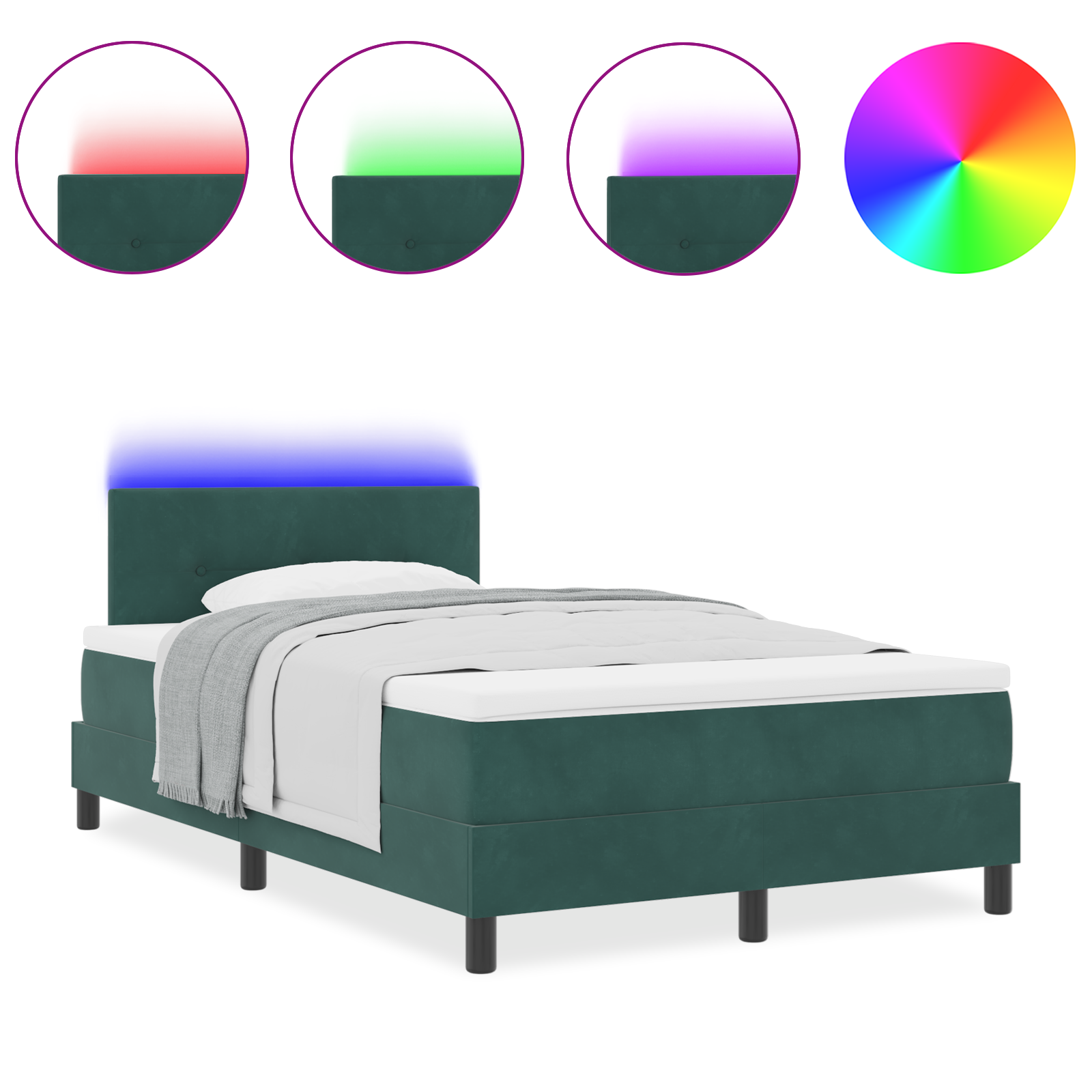 vidaXL Pat cu arcuri cu saltea Verde închis 120 x 190 cm Catifea vidaXL Pat cu arcuri cu saltea Verde închis 120 x 190 cm Catifea