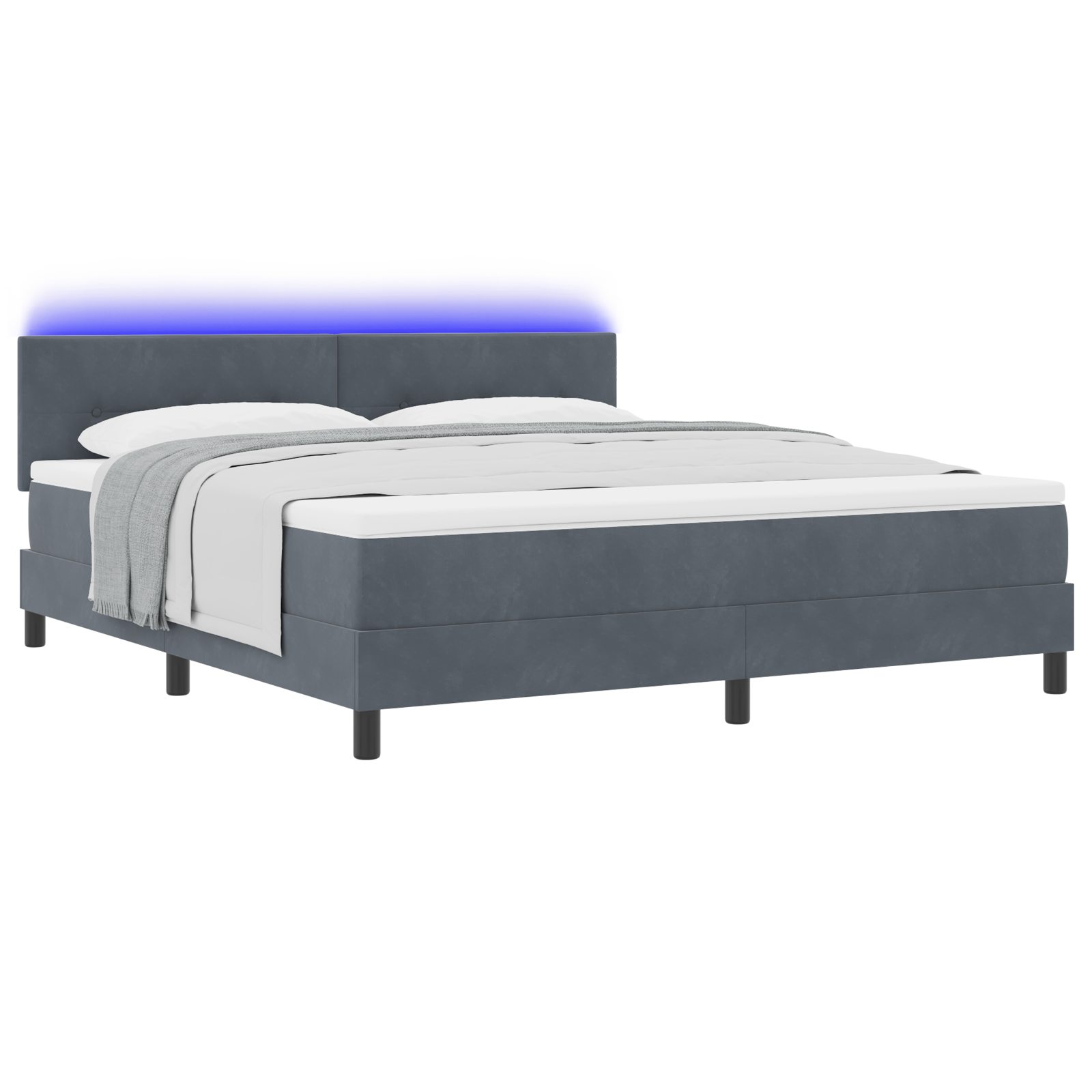 vidaXL Pat cu arcuri cu saltea Gri închis 180 x 200 cm Catifea vidaXL Pat cu arcuri cu saltea Gri închis 180 x 200 cm Catifea