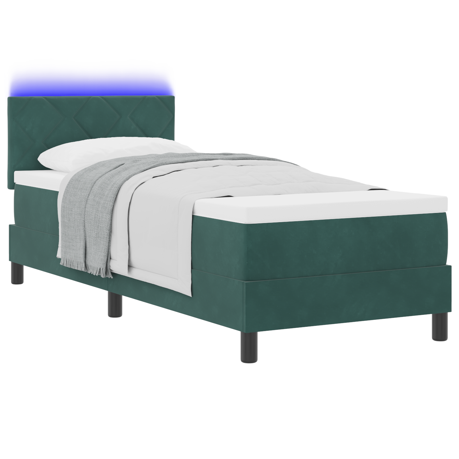 vidaXL Pat cu arcuri cu saltea Verde închis 80 x 200 cm Catifea vidaXL Pat cu arcuri cu saltea Verde închis 80 x 200 cm Catifea