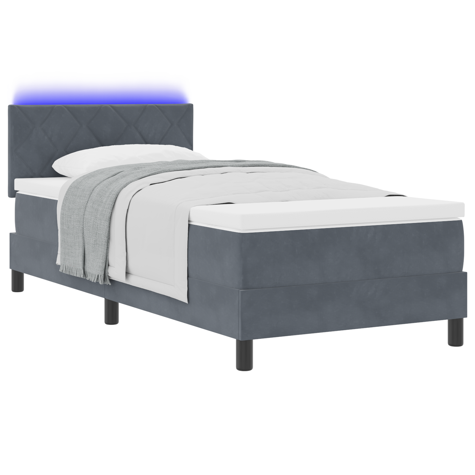 vidaXL Pat cu arcuri cu saltea Gri închis 90 x 200 cm Catifea vidaXL Pat cu arcuri cu saltea Gri închis 90 x 200 cm Catifea