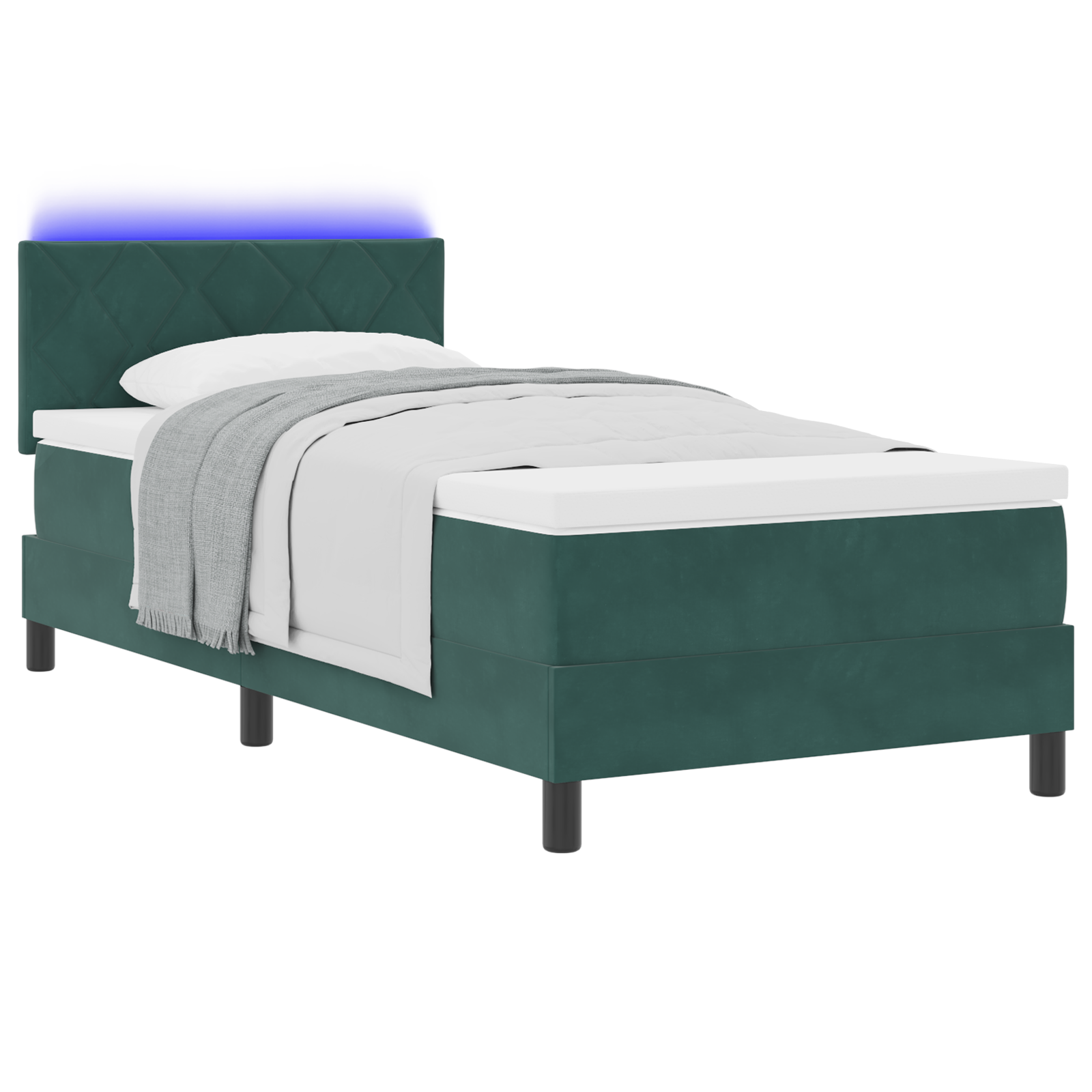vidaXL Pat cu arcuri cu saltea Verde închis 90 x 200 cm Catifea vidaXL Pat cu arcuri cu saltea Verde închis 90 x 200 cm Catifea