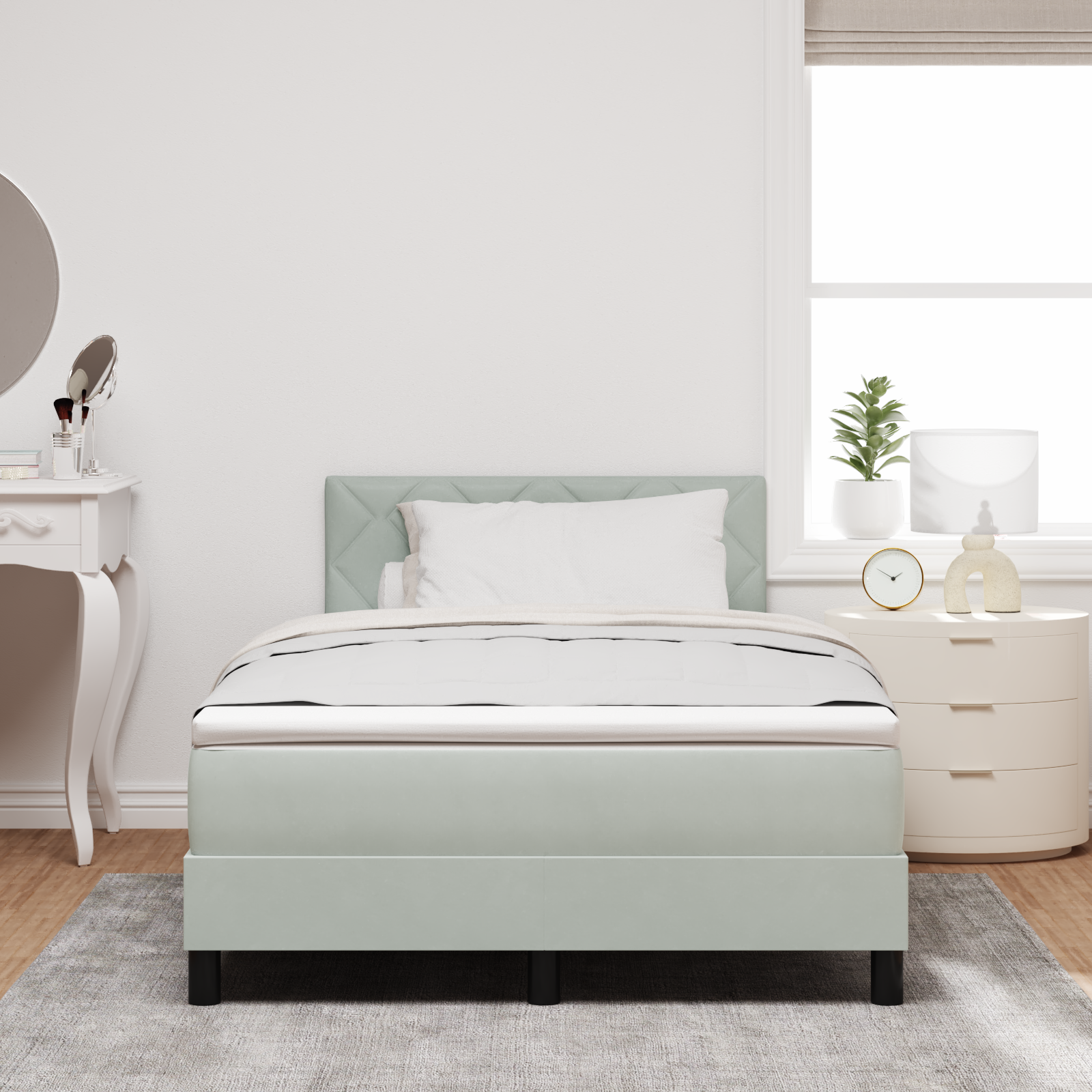Pat Box Spring vidaXL cu saltea și lumină LED Gri deschis 120x200 cm Catifea Pat Box Spring vidaXL cu saltea și lumină LED Gri deschis 120x200 cm Catifea