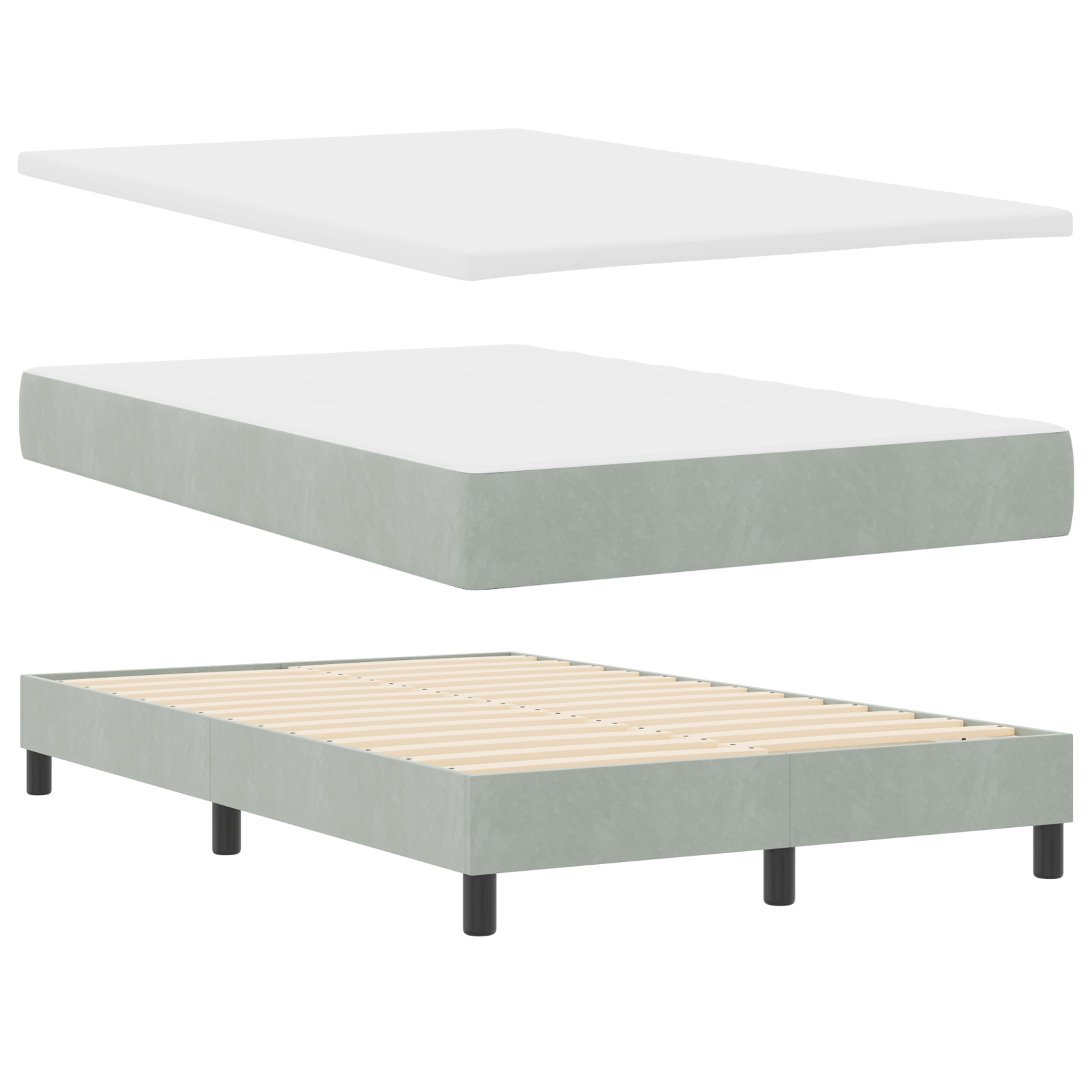 Pat Box Spring vidaXL cu saltea și lumină LED Gri deschis 120x200 cm Catifea Pat Box Spring vidaXL cu saltea și lumină LED Gri deschis 120x200 cm Catifea