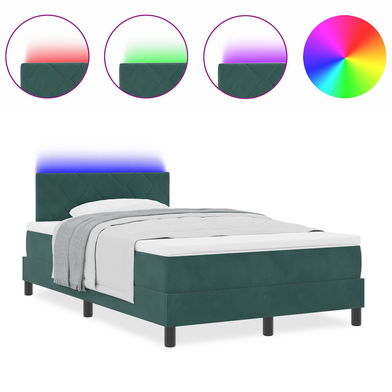 vidaXL Pat cu arcuri cu saltea Verde închis 120 x 200 cm Catifea vidaXL Pat cu arcuri cu saltea Verde închis 120 x 200 cm Catifea