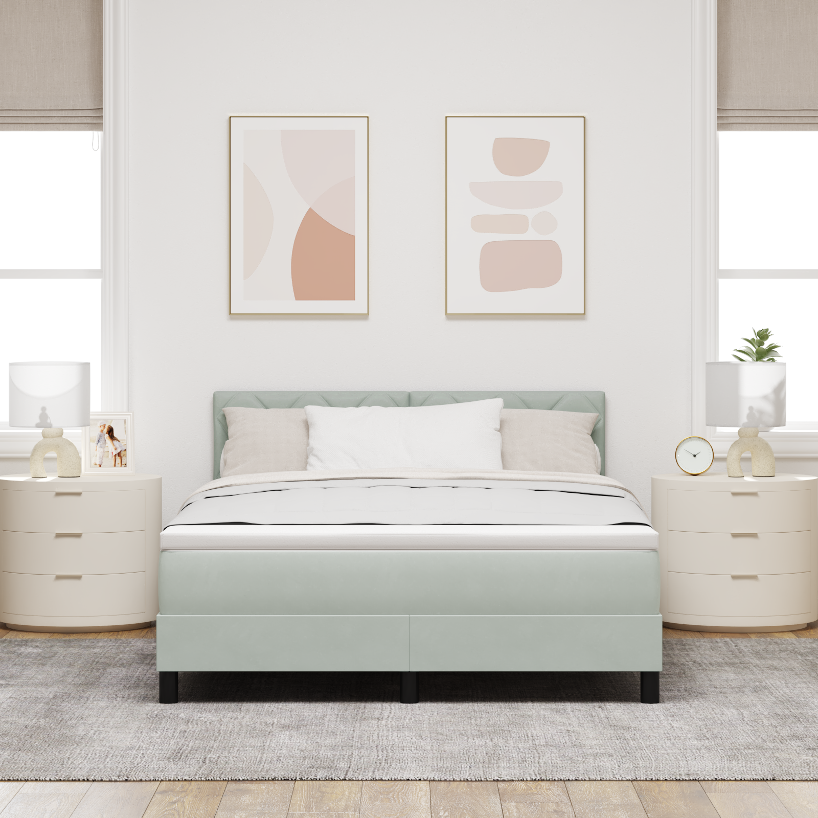Pat cu saltea și LED vidaXL Gri deschis 140x190 cm Catifea Pat cu saltea și LED vidaXL Gri deschis 140x190 cm Catifea