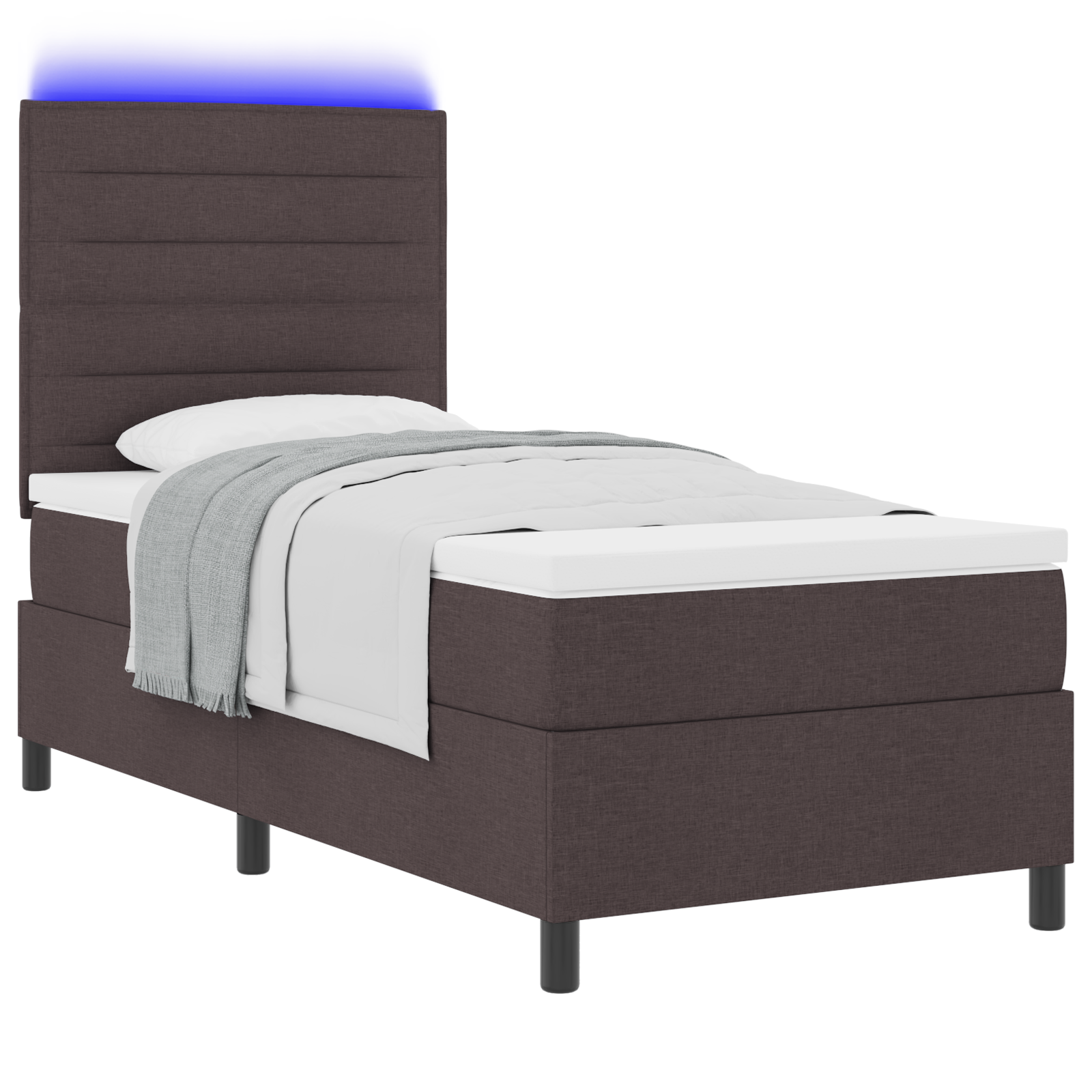 vidaXL <strong>Pat cu saltea cu arcuri și LED în maro închis</strong>, 80 x 200 cm vidaXL <strong>Pat cu saltea cu arcuri și LED în maro închis</strong>, 80 x 200 cm
