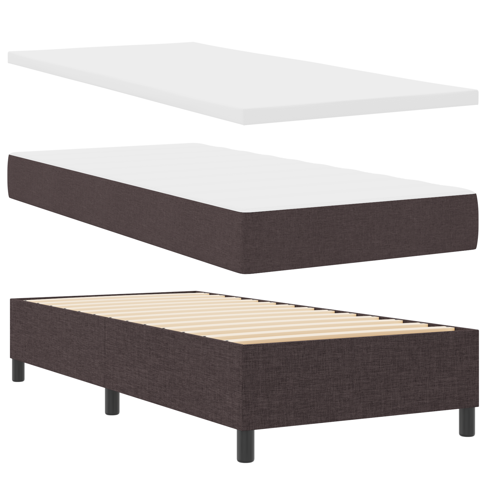 vidaXL <strong>Pat cu saltea cu arcuri și LED în maro închis</strong>, 80 x 200 cm vidaXL <strong>Pat cu saltea cu arcuri și LED în maro închis</strong>, 80 x 200 cm