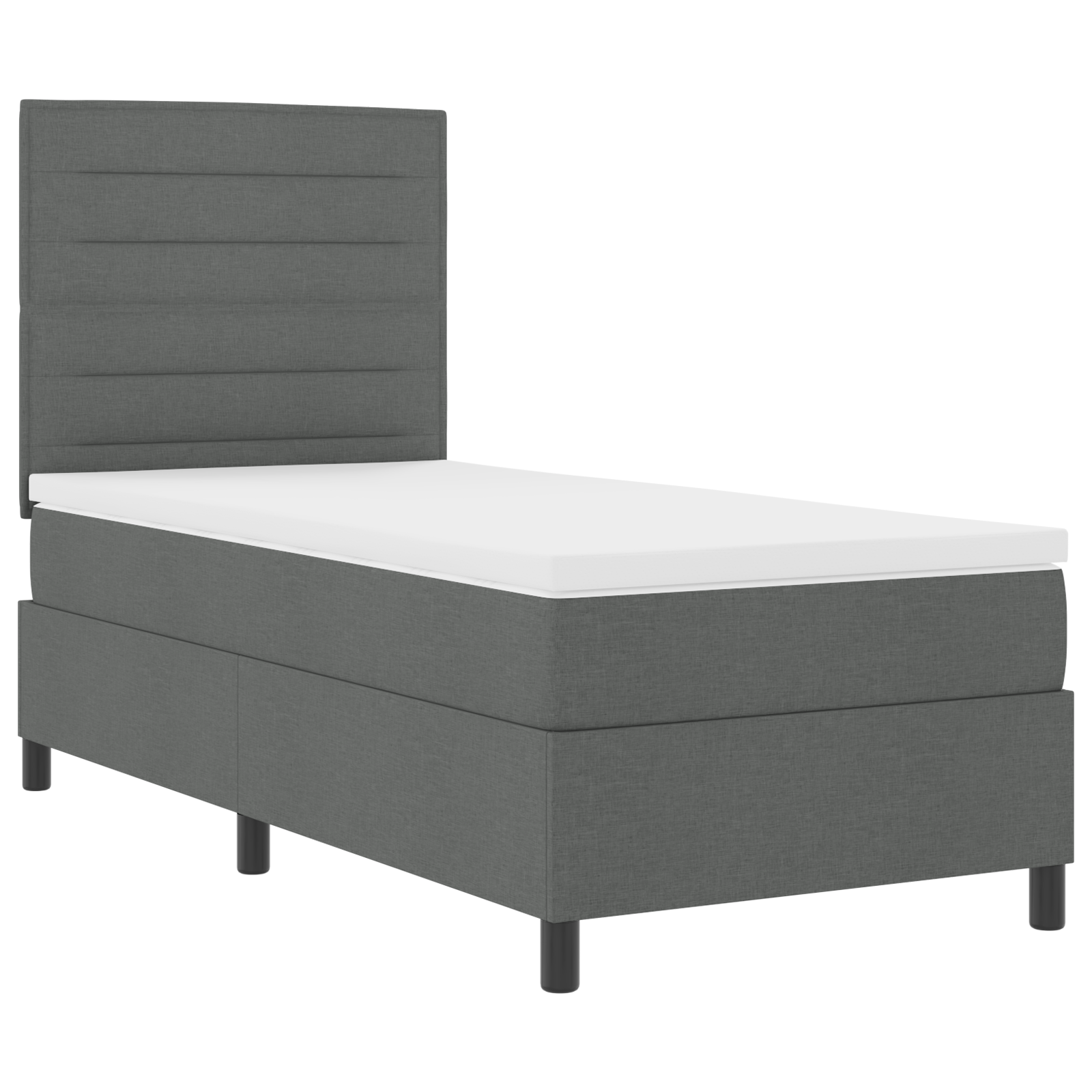 vidaXL Pat cu arcuri cu saltea Gri închis 100 x 200 cm țesătură vidaXL Pat cu arcuri cu saltea Gri închis 100 x 200 cm țesătură