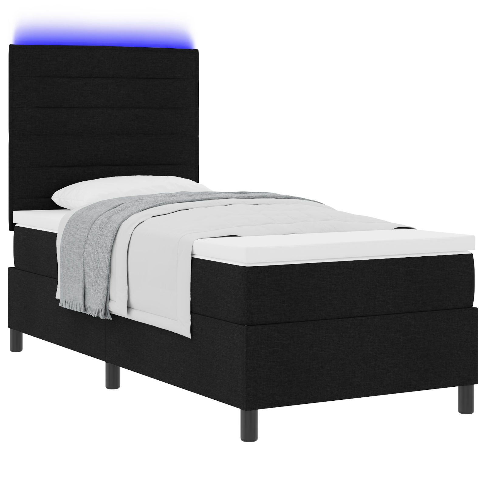 vidaXL Pat cu arcuri cu saltea Negru 100 x 200 cm țesătură vidaXL Pat cu arcuri cu saltea Negru 100 x 200 cm țesătură