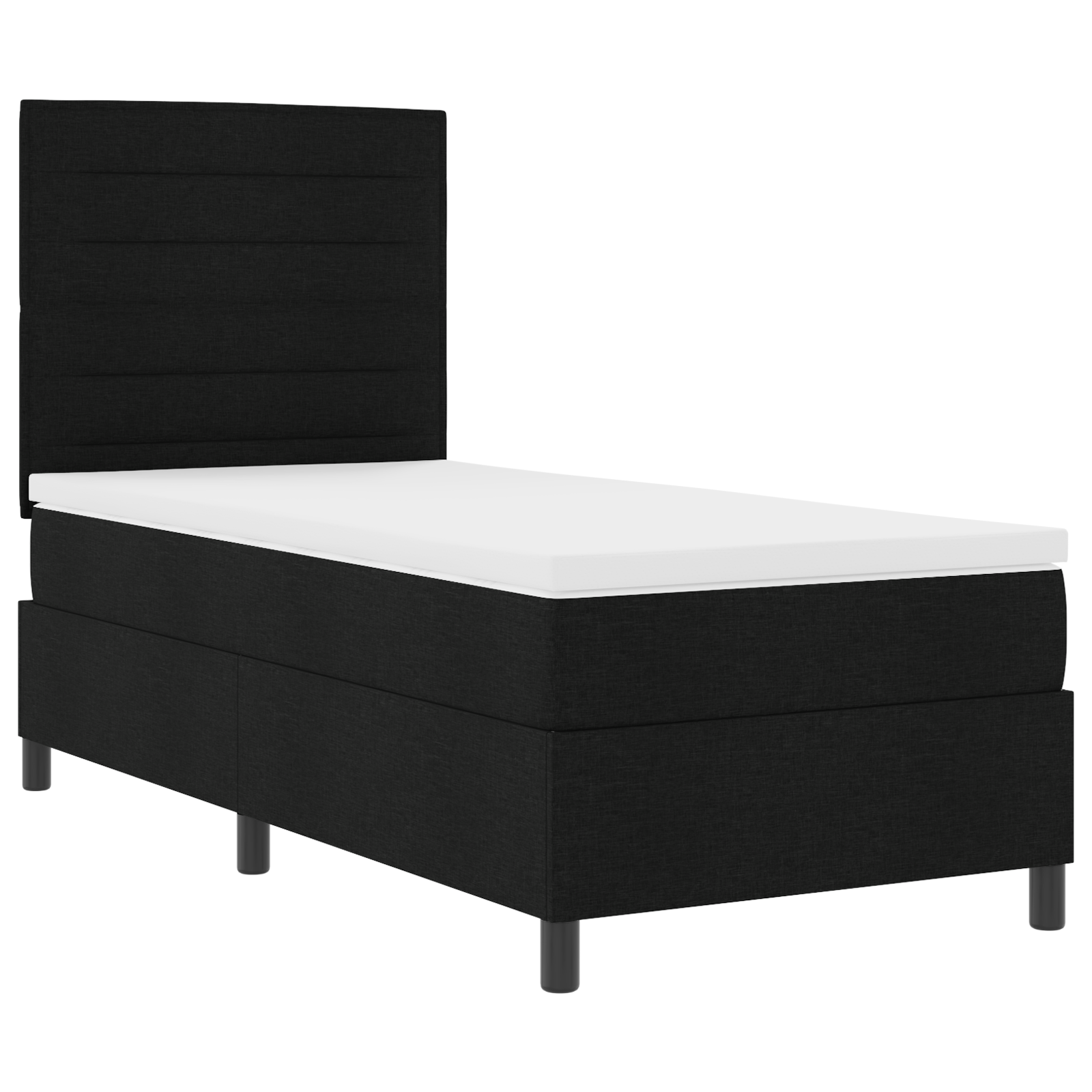 vidaXL Pat cu arcuri cu saltea Negru 100 x 200 cm țesătură vidaXL Pat cu arcuri cu saltea Negru 100 x 200 cm țesătură