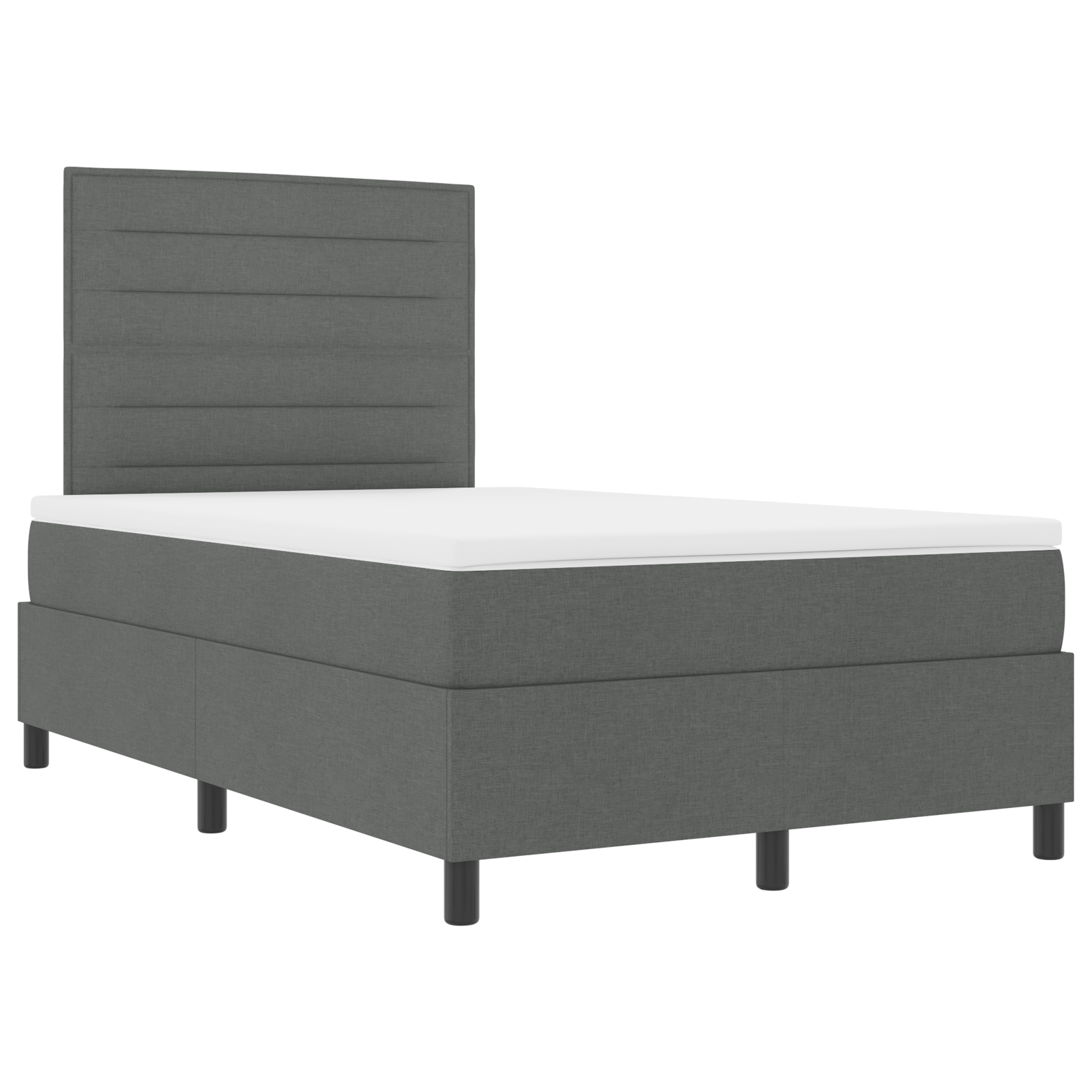 vidaXL Pat cu arcuri cu saltea Gri închis 120 x 190 cm țesătură vidaXL Pat cu arcuri cu saltea Gri închis 120 x 190 cm țesătură
