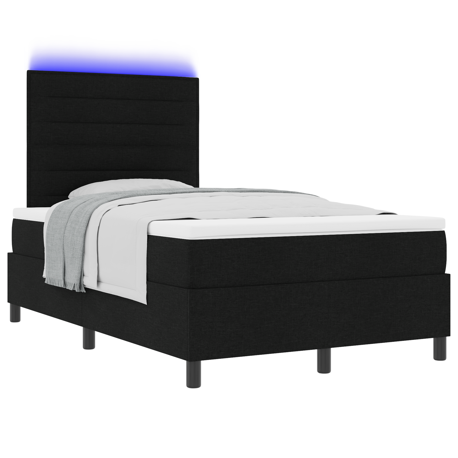 vidaXL Pat cu arcuri cu saltea Negru 120 x 190 cm țesătură vidaXL Pat cu arcuri cu saltea Negru 120 x 190 cm țesătură