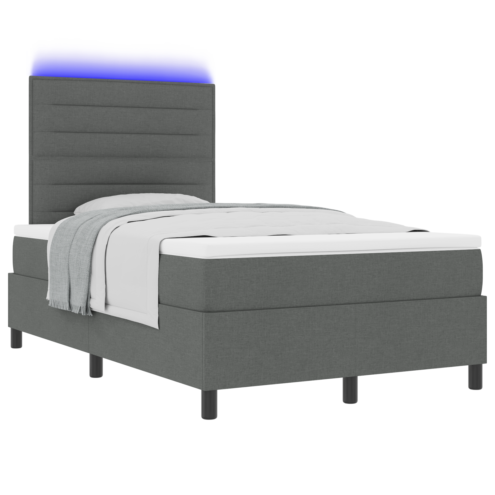 vidaXL Pat cu arcuri cu saltea Gri închis 120 x 200 cm țesătură vidaXL Pat cu arcuri cu saltea Gri închis 120 x 200 cm țesătură