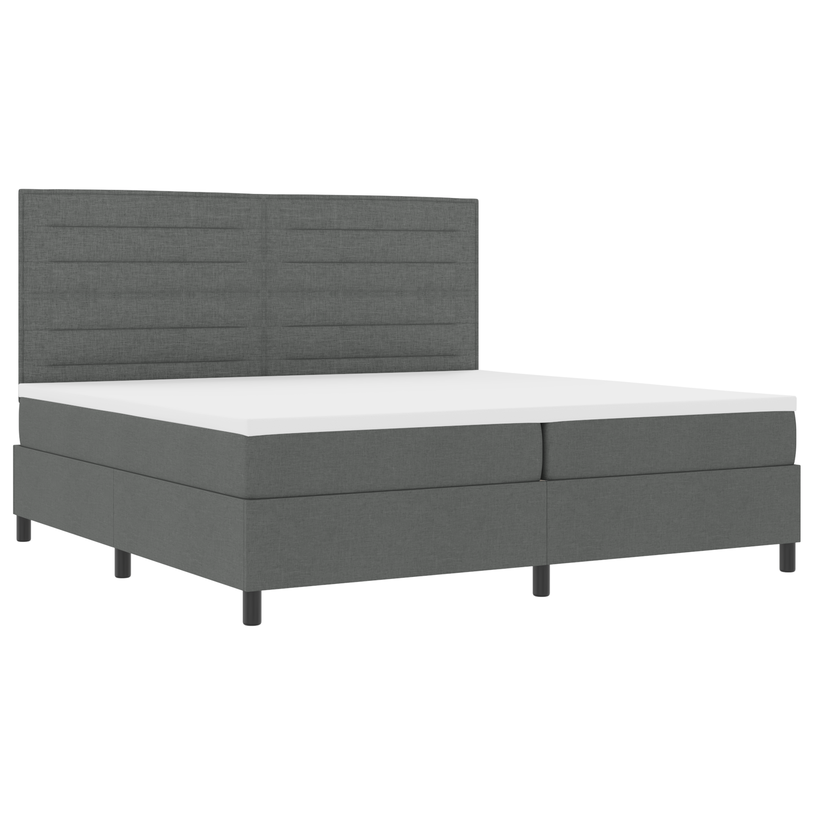 vidaXL Pat cu arcuri cu saltea Gri închis 200 x 200 cm țesătură vidaXL Pat cu arcuri cu saltea Gri închis 200 x 200 cm țesătură