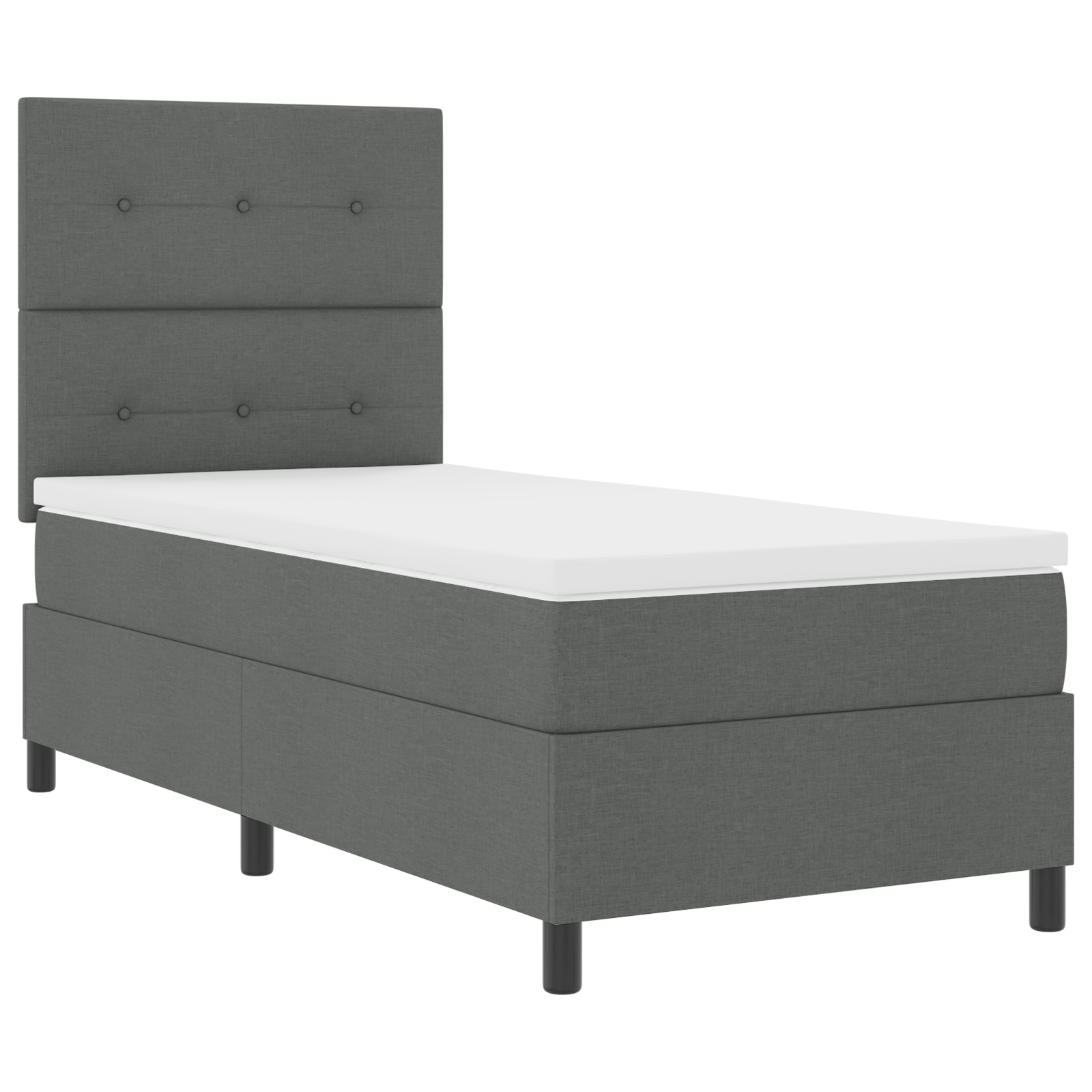 vidaXL Pat cu arcuri cu saltea Gri închis 80 x 200 cm țesătură vidaXL Pat cu arcuri cu saltea Gri închis 80 x 200 cm țesătură