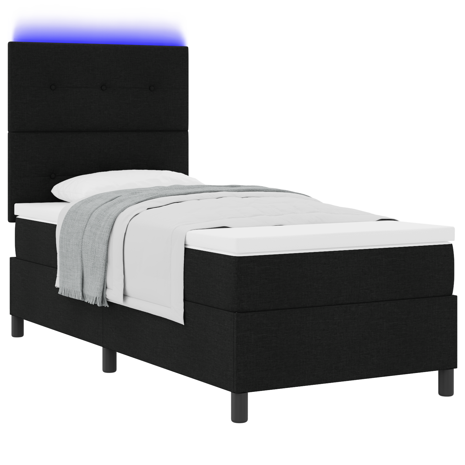 vidaXL Pat cu arcuri cu saltea Negru 100 x 200 cm țesătură vidaXL Pat cu arcuri cu saltea Negru 100 x 200 cm țesătură