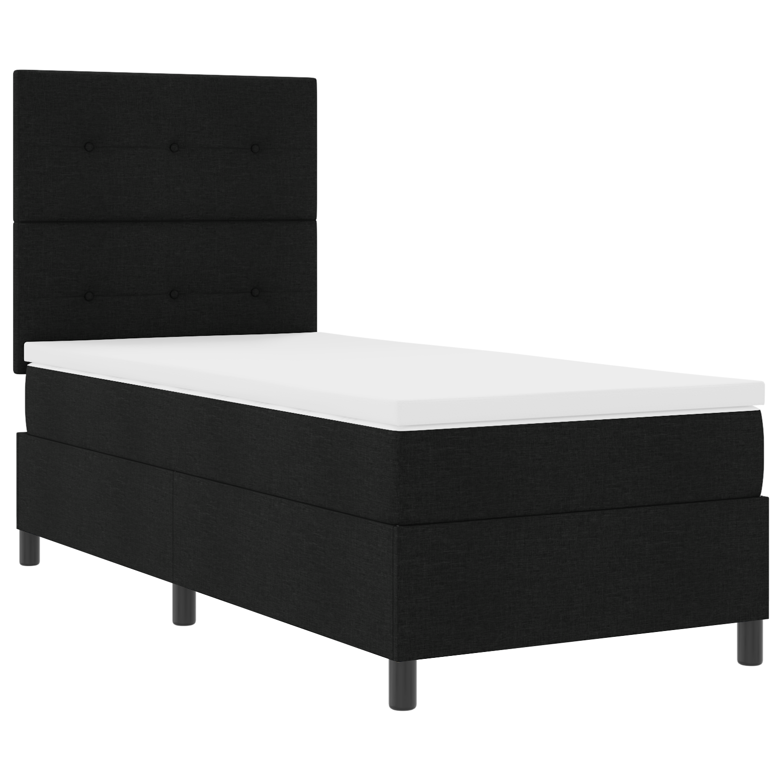 vidaXL Pat cu arcuri cu saltea Negru 100 x 200 cm țesătură vidaXL Pat cu arcuri cu saltea Negru 100 x 200 cm țesătură