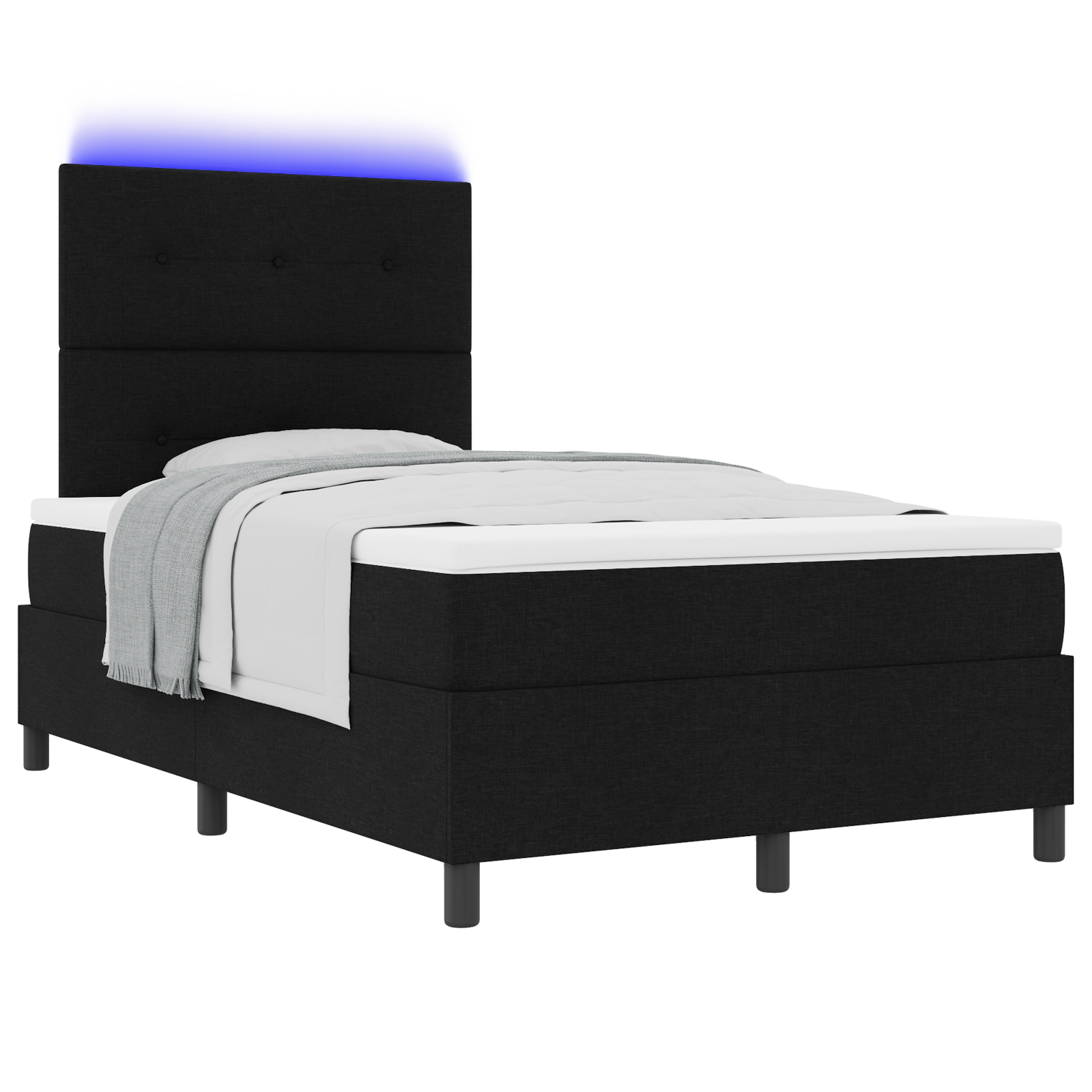 vidaXL Pat cu arcuri cu saltea Negru 120 x 200 cm țesătură vidaXL Pat cu arcuri cu saltea Negru 120 x 200 cm țesătură