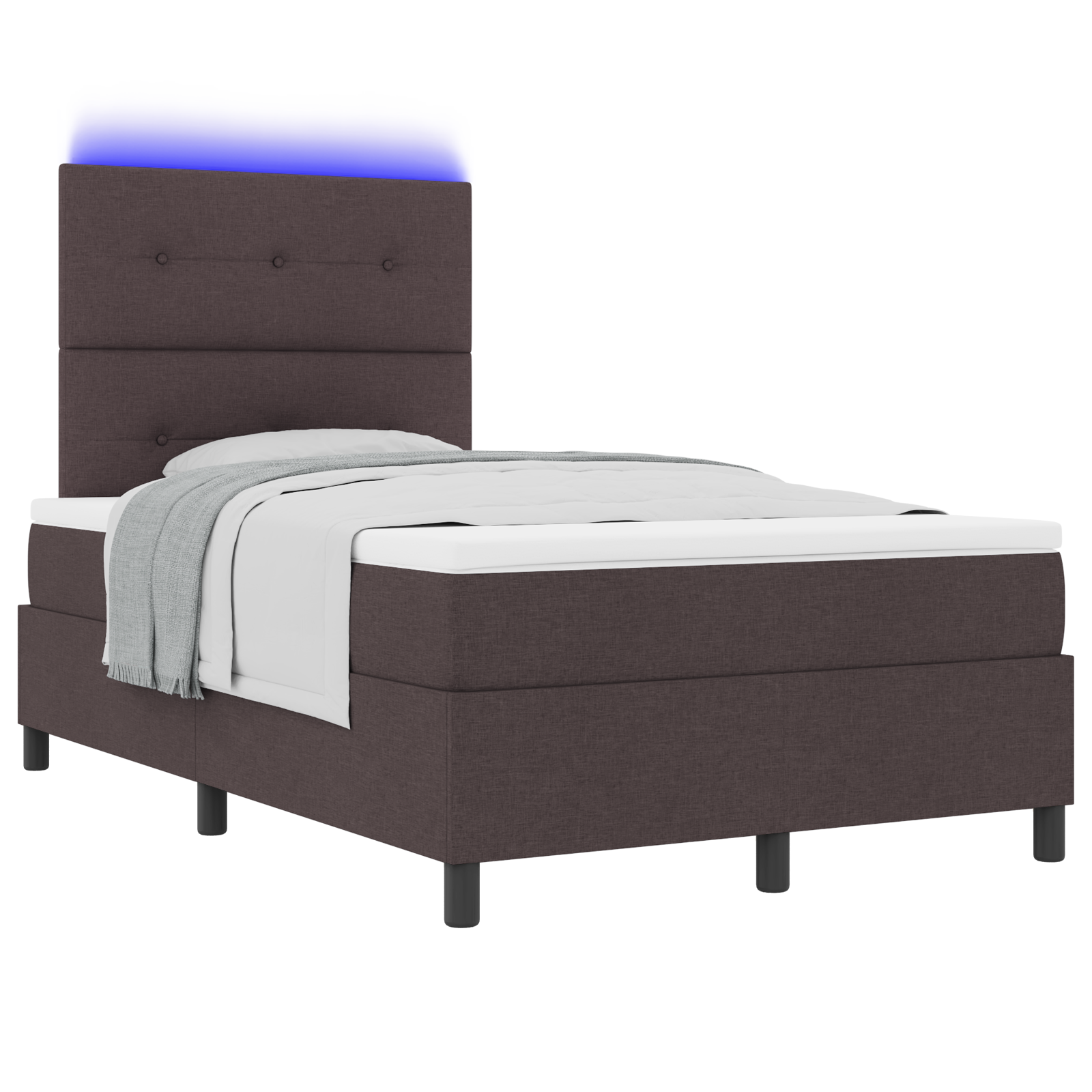 vidaXL Pat cu arcuri cu saltea Maro închis 120 x 200 cm țesătură vidaXL Pat cu arcuri cu saltea Maro închis 120 x 200 cm țesătură