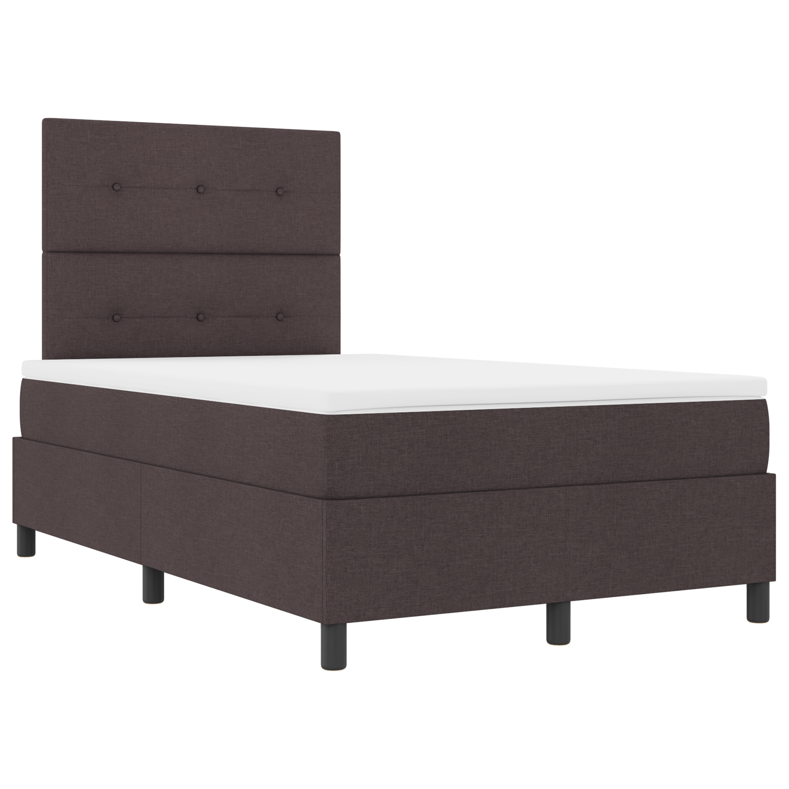 vidaXL Pat cu arcuri cu saltea Maro închis 120 x 200 cm țesătură vidaXL Pat cu arcuri cu saltea Maro închis 120 x 200 cm țesătură