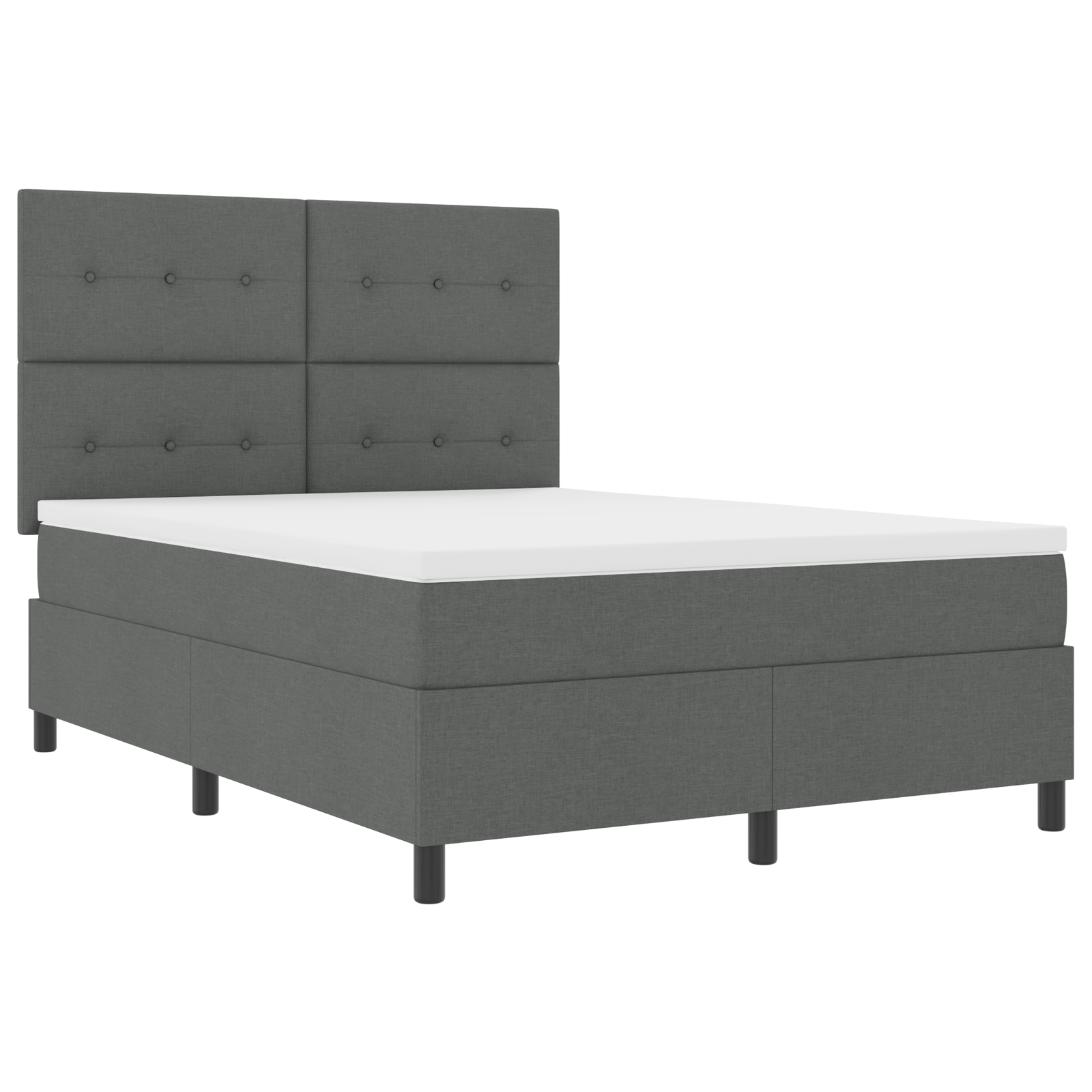 vidaXL Pat cu arcuri cu saltea Gri închis 160 x 200 cm țesătură vidaXL Pat cu arcuri cu saltea Gri închis 160 x 200 cm țesătură
