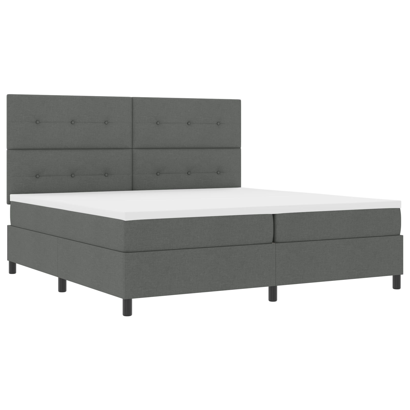 vidaXL Pat cu arcuri cu saltea Gri închis 200 x 200 cm țesătură vidaXL Pat cu arcuri cu saltea Gri închis 200 x 200 cm țesătură