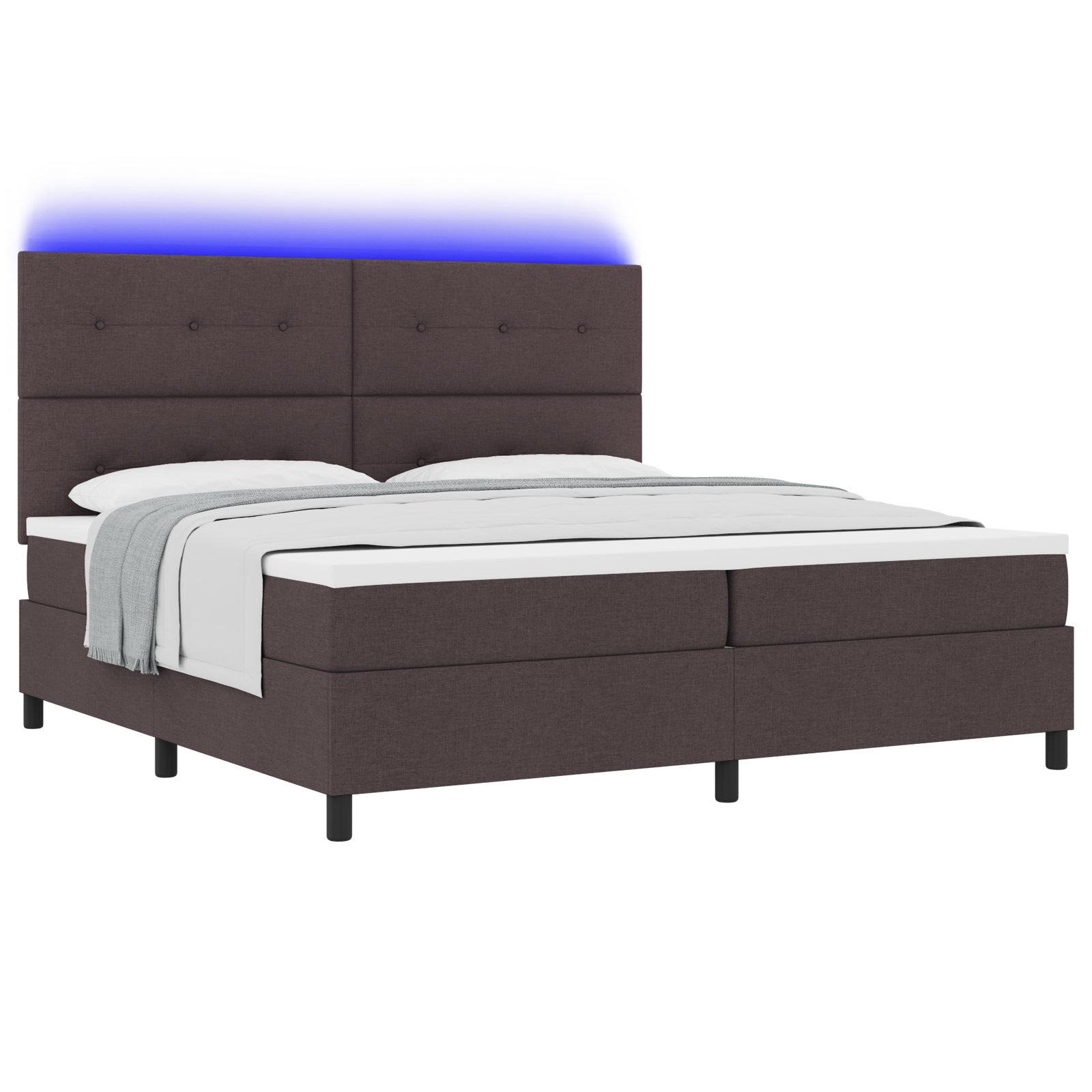 vidaXL Pat cu arcuri cu saltea Maro închis 200 x 200 cm țesătură vidaXL Pat cu arcuri cu saltea Maro închis 200 x 200 cm țesătură