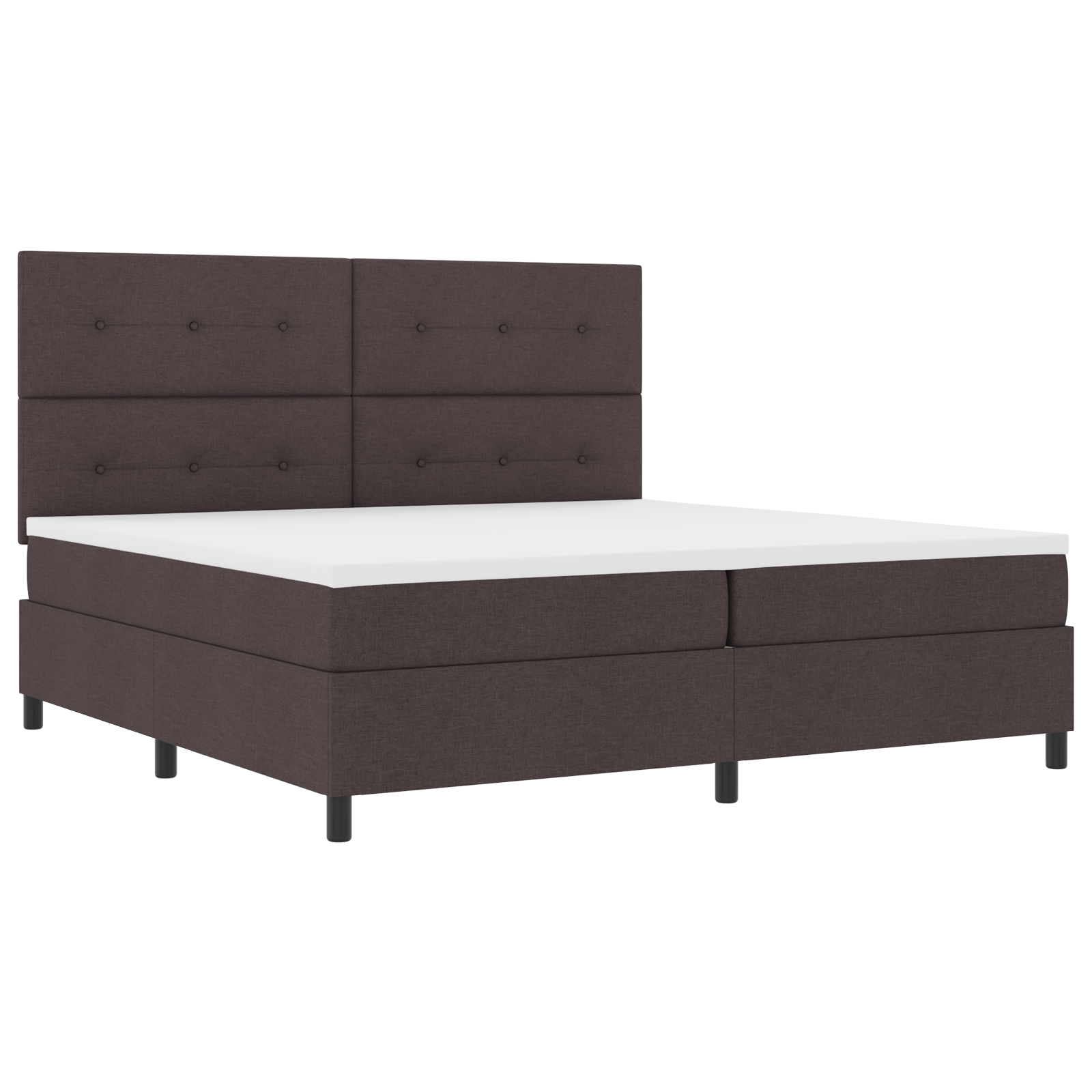 vidaXL Pat cu arcuri cu saltea Maro închis 200 x 200 cm țesătură vidaXL Pat cu arcuri cu saltea Maro închis 200 x 200 cm țesătură