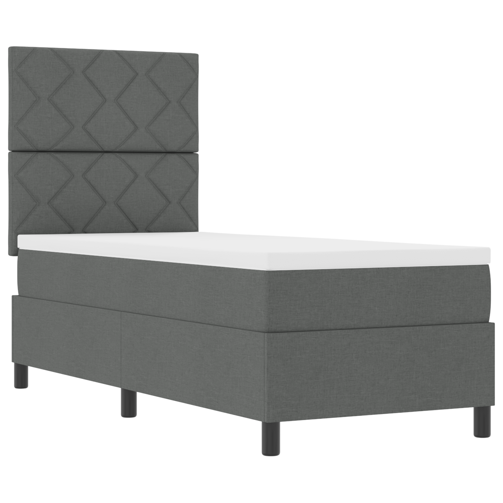 vidaXL Pat cu arcuri cu saltea Gri închis 80 x 200 cm țesătură vidaXL Pat cu arcuri cu saltea Gri închis 80 x 200 cm țesătură