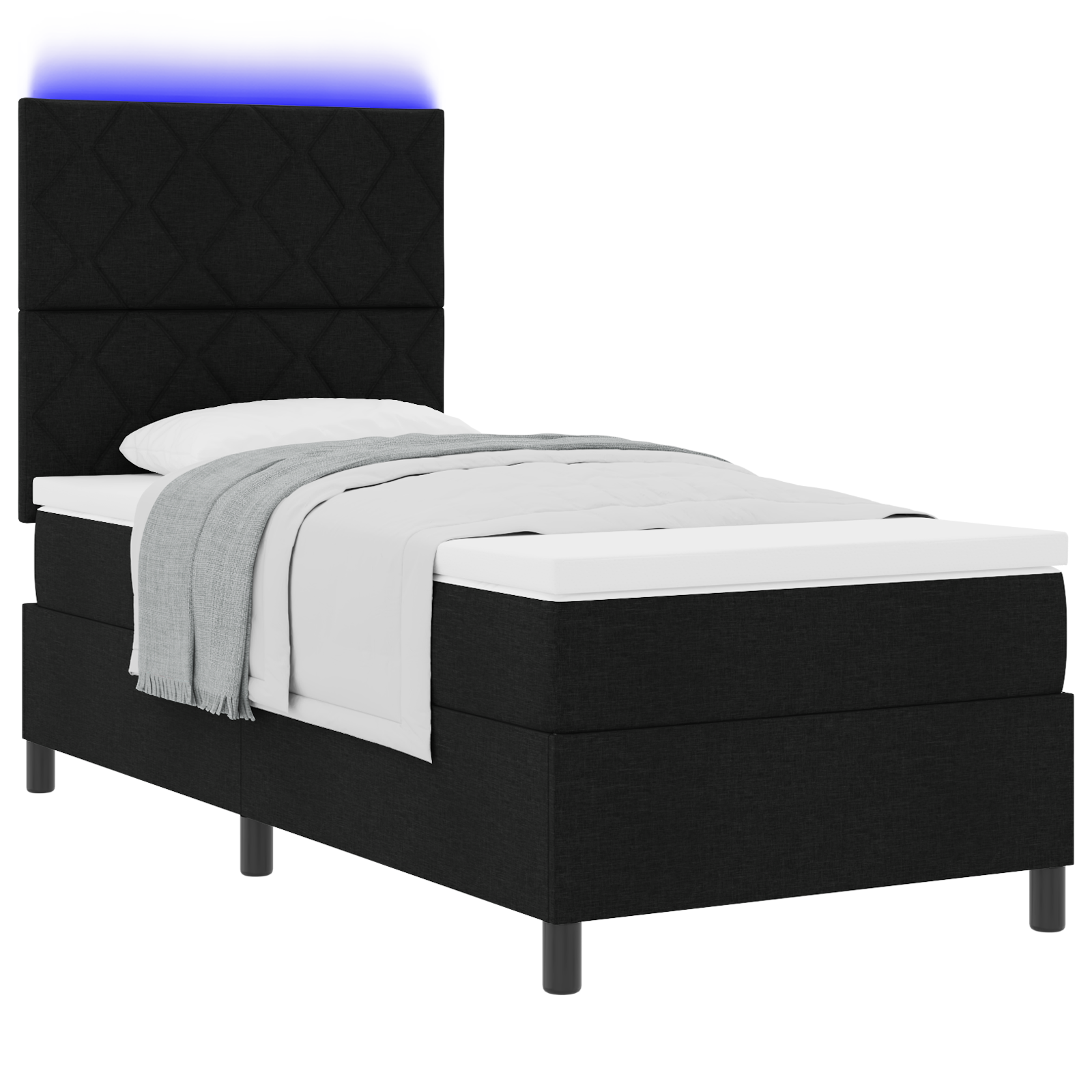 vidaXL Pat cu arcuri cu saltea Negru 100 x 200 cm țesătură vidaXL Pat cu arcuri cu saltea Negru 100 x 200 cm țesătură